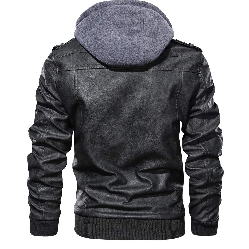Fieldjacket Herren Winter Bomberjacke Lederjacke mit Kapuze,Kanpola Vintage Warme Pilotenjacke GroßE GrößE Freizeitjacke