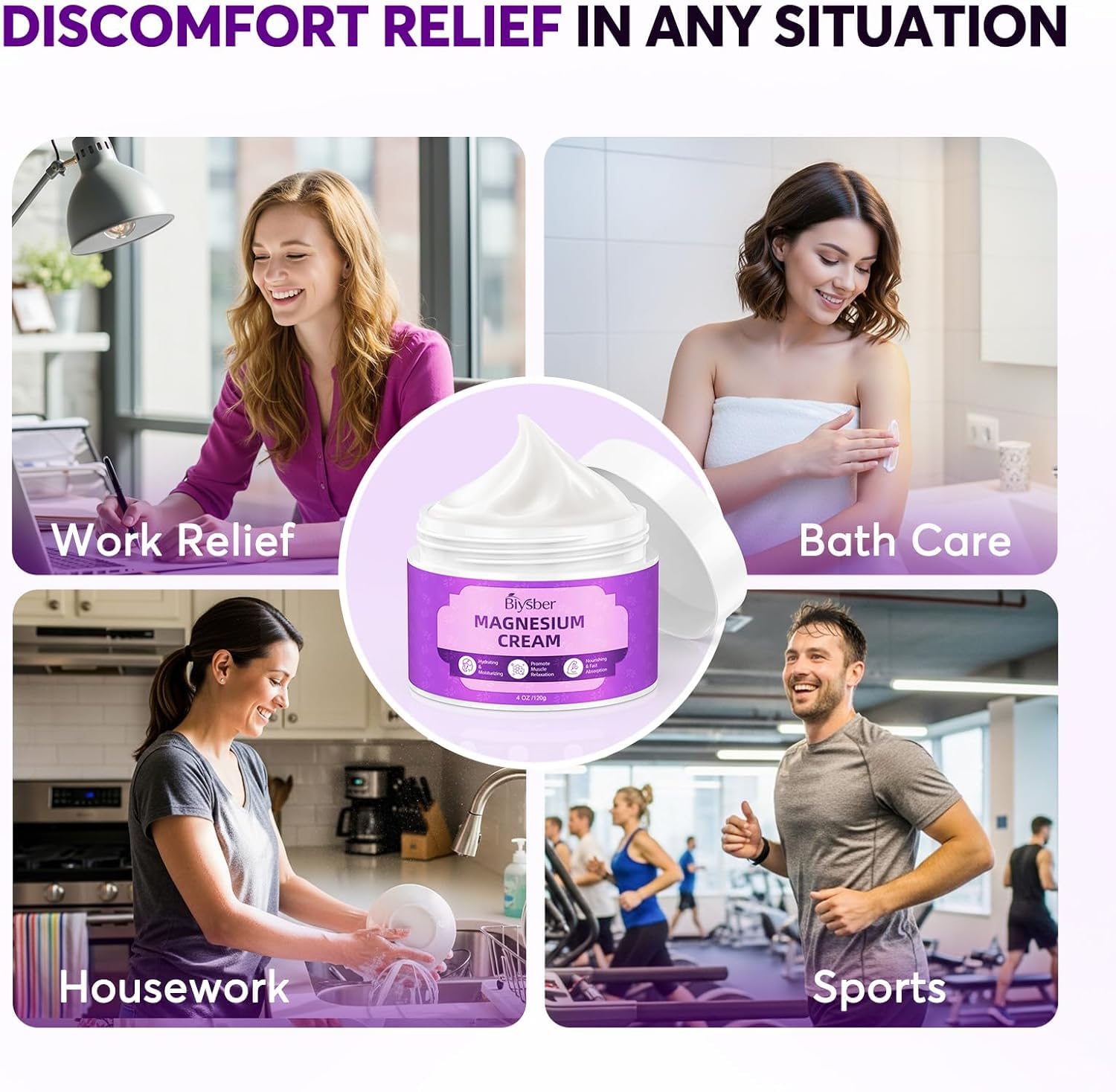 Topical Magnesium Lotion Cream for Sleep: Natural Magnesium Body Butter for Sweet Sleep/Leg Cramps/Feet/Arms/Muscle Pain Relaxation - Calm Moisturizing Day and Nightime Cream for Women and Men 4 oz - Image 5