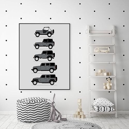 Miniatura 96 de Handmade Poster compatible with Jeep Wrangler Generations and Print of CJ, YJ, TJ, JK, JL - White, 11x14" Satin Print (Unframed) - Gift for Car
