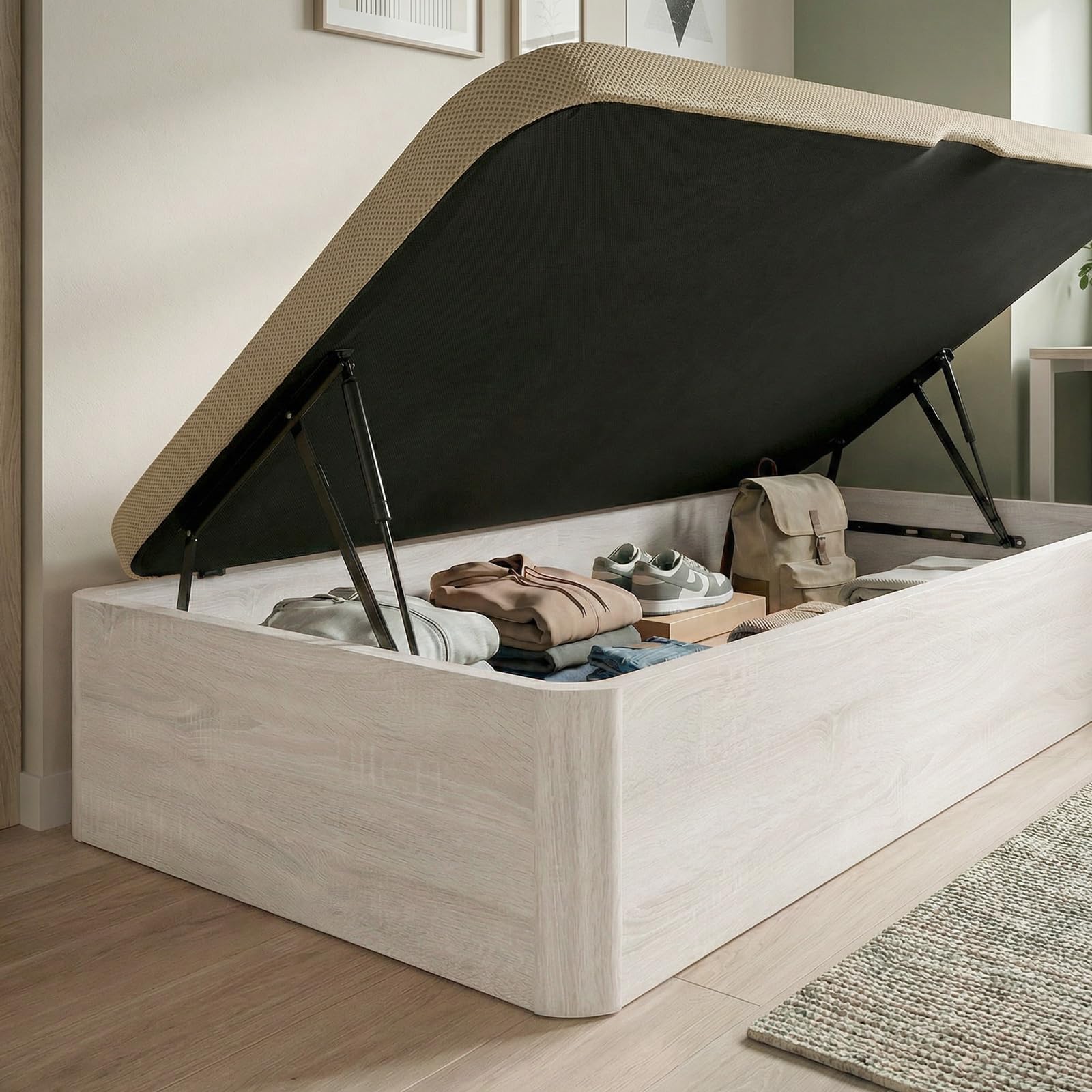 DUÉRMETE ONLINE - Canapé Abatible Lateral 105x190 cm Polar | Gran Capacidad | Estructura Súper Reforzada | Tapa Transpirable 3D | Incluye Subida a Domicilio