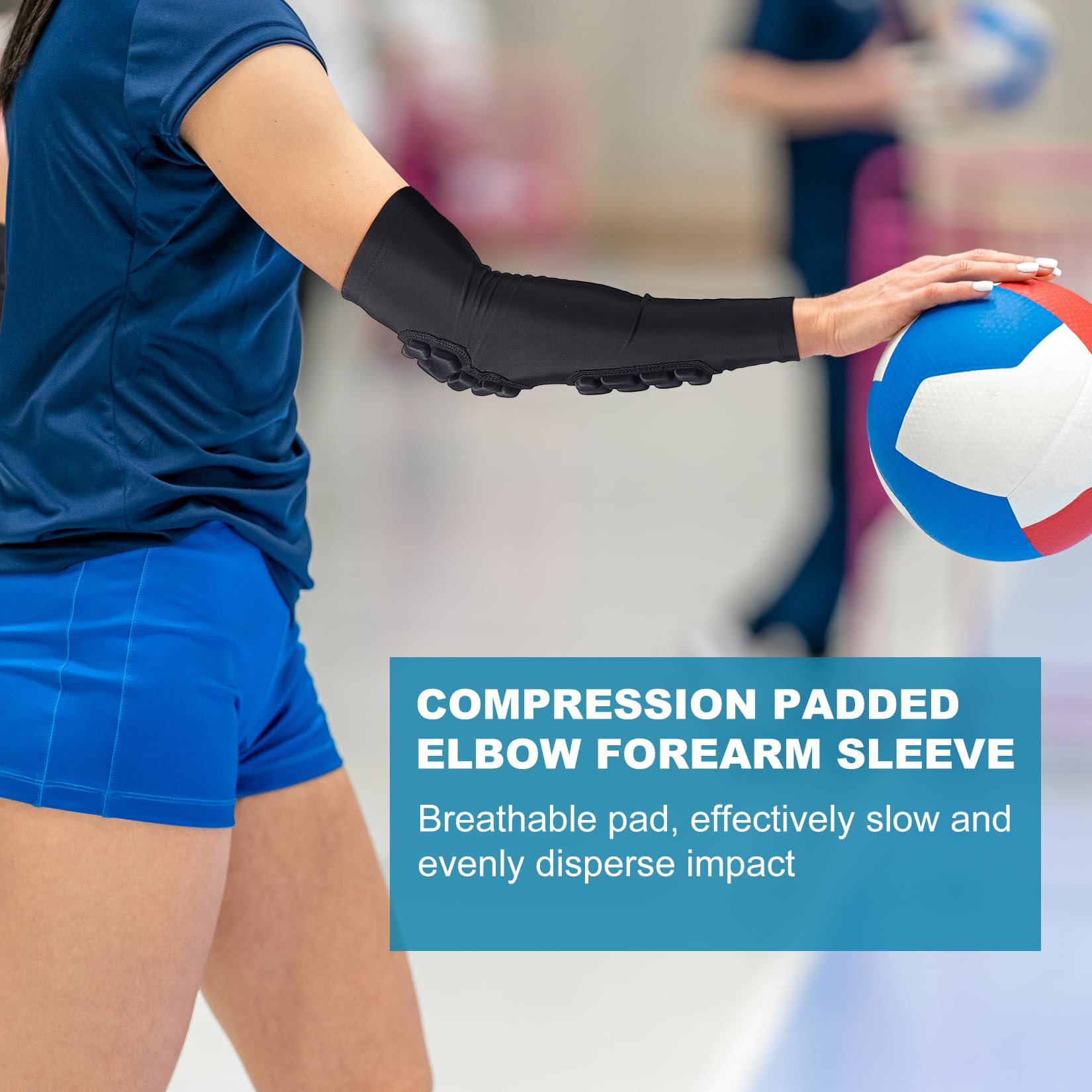 Gomito sportivo imbottito a compressione, confezione da 2 pezzi, protezione antiurto per calcio, basket, pallavolo, calcio, bambini, uomini e donne