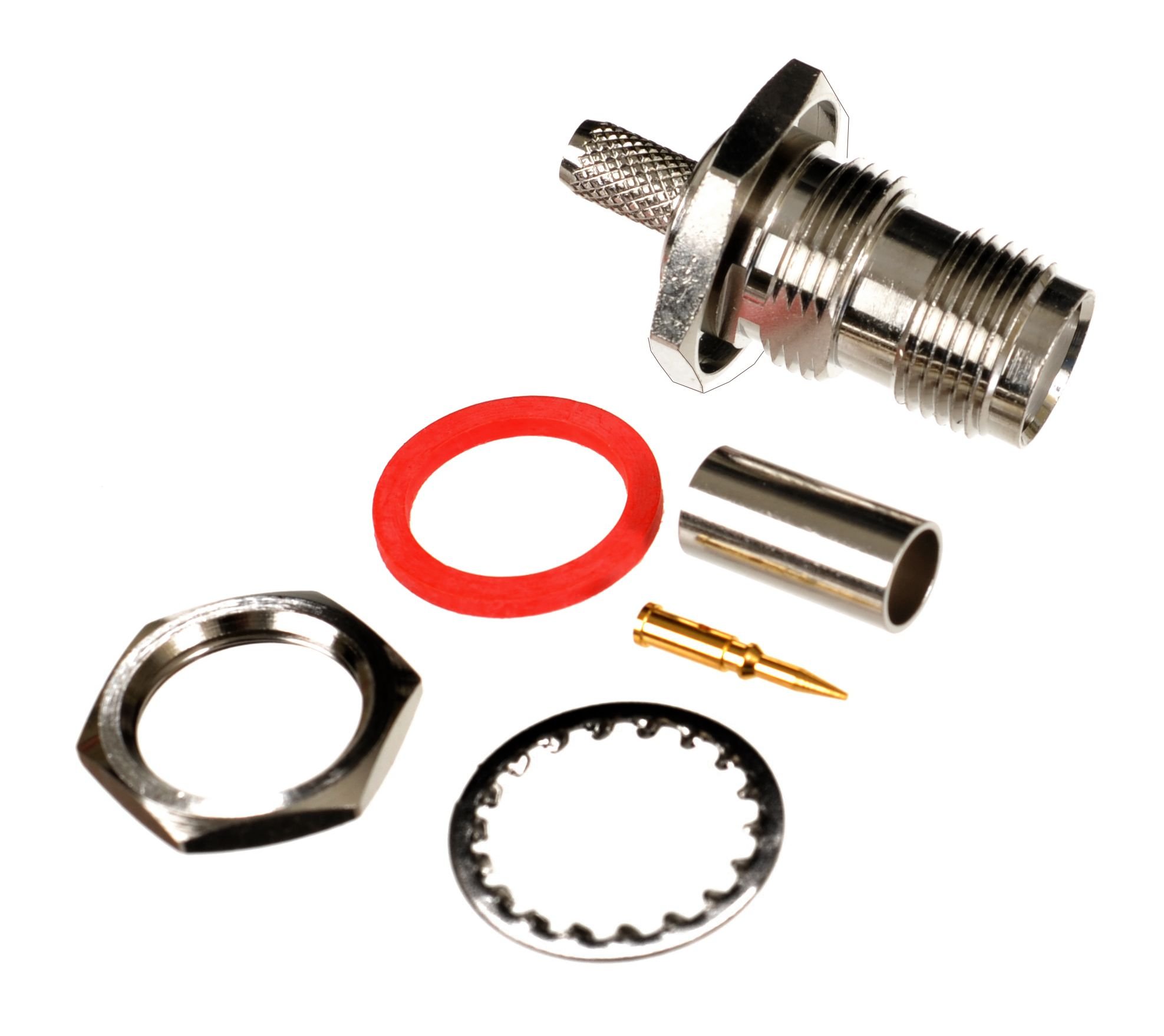 AIR802 RP-TNC Bulkhead Jack-Female Connector for RG58, CA195, LMR 195 Size Cables