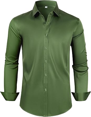 Wrinkle Resistant Mens Dress Shirt Button down Long Sleeve Business Casual