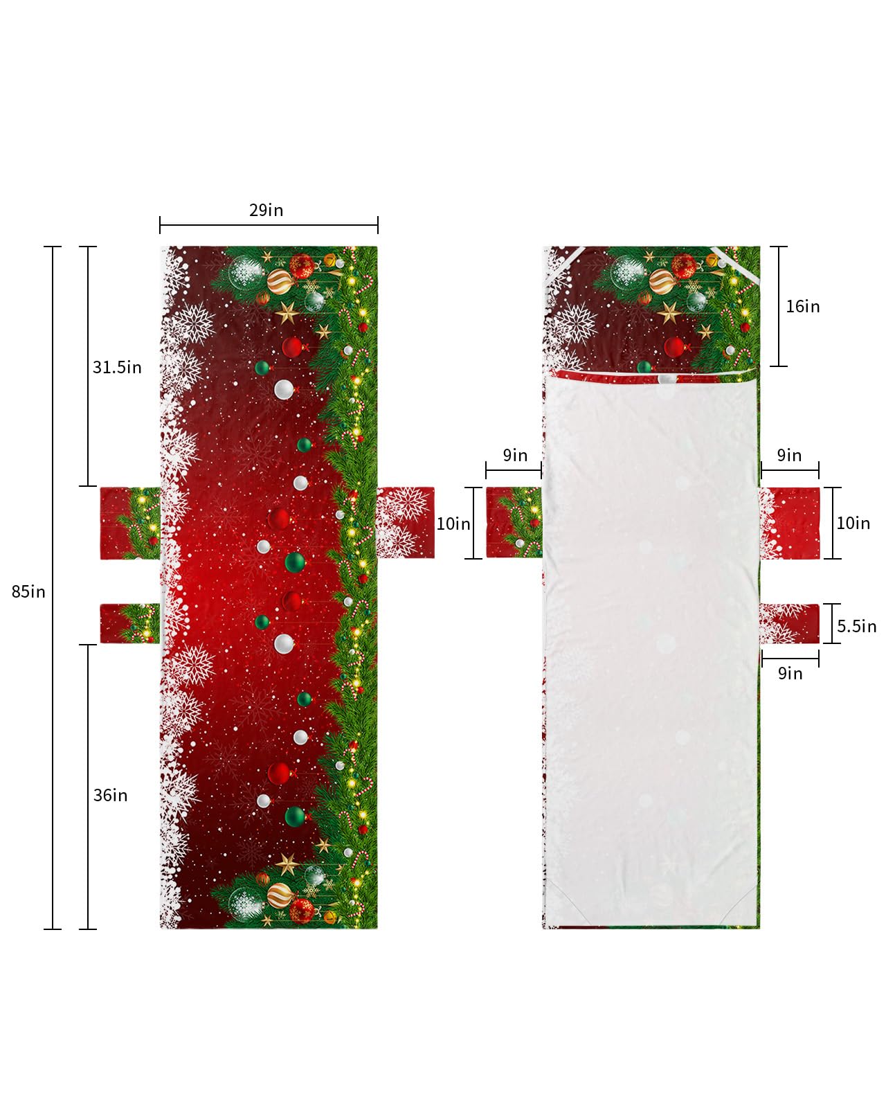 Red Christmas Beach Lounge Chair Towel Cover, Soft Chaise Lounge Towel with Side Pockets Patio Pool Chairs Cover for Beach/Pool Sunbathing 29x85 Xmas Botanical Balls Winter Snowflake