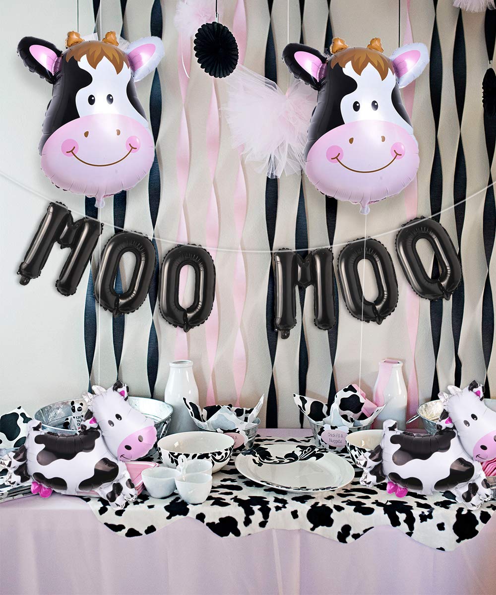 Cow Theme Party Decorations Kit, Happy Birthday Banner MOO MOO Balloon