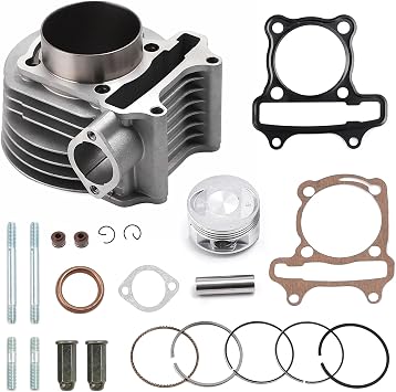 Mokuo GY6 170cc 61mm/2.40" Cylinder Top End Rebuild Kit with Piston Ring Gasket in Aluminum Alloy Material,Fit for Chinese GY6 4-stroke 152QMI 157QMJ Engine,61MM