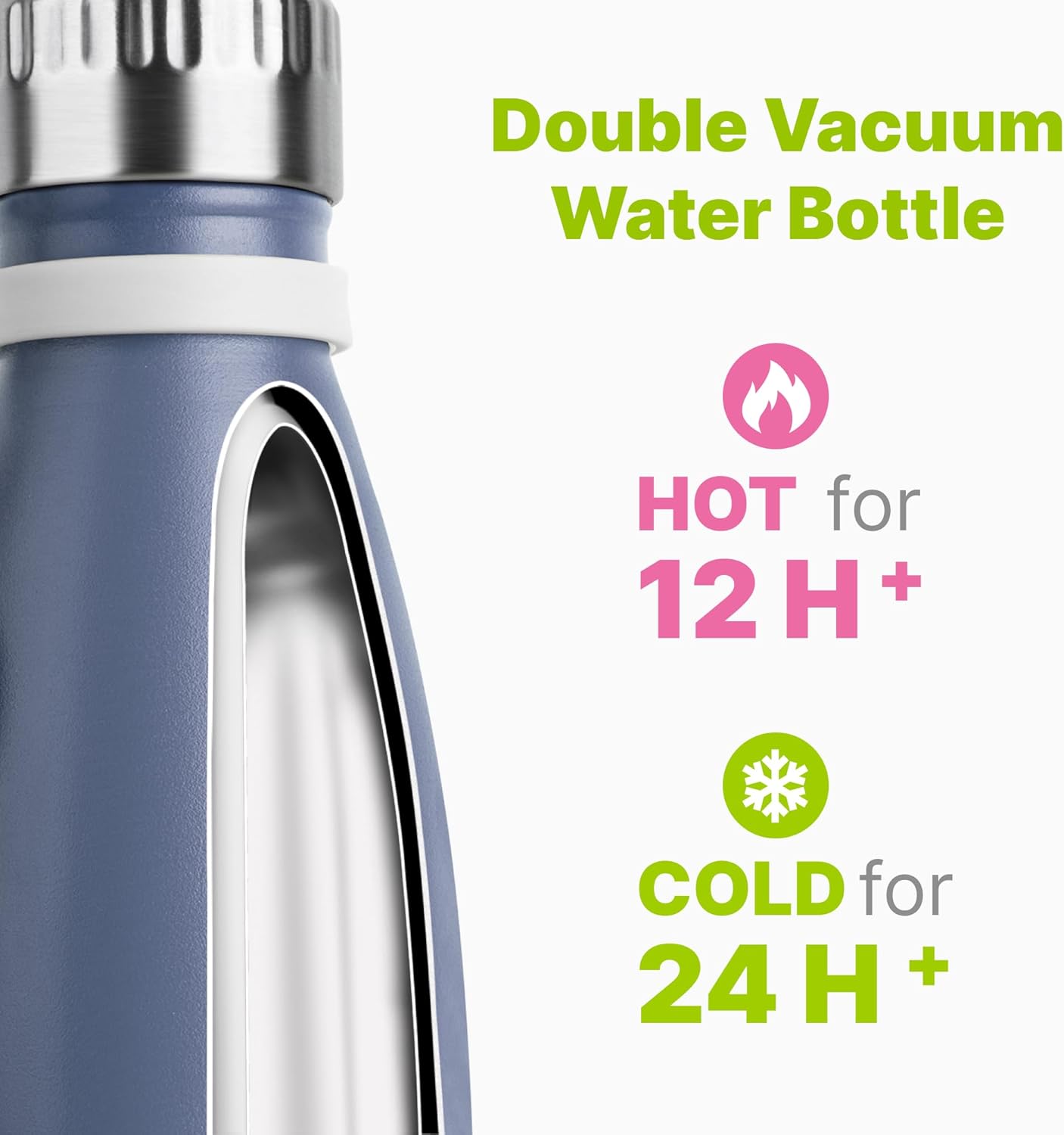 Kids Water Bottle for School-9 oz Stainless Steel Double Wall Vacuum Insulated Sports Water Bottle Reusable Metal Leak Proof Cola Shape Flask for Girls(Royal Blue) - Image 2