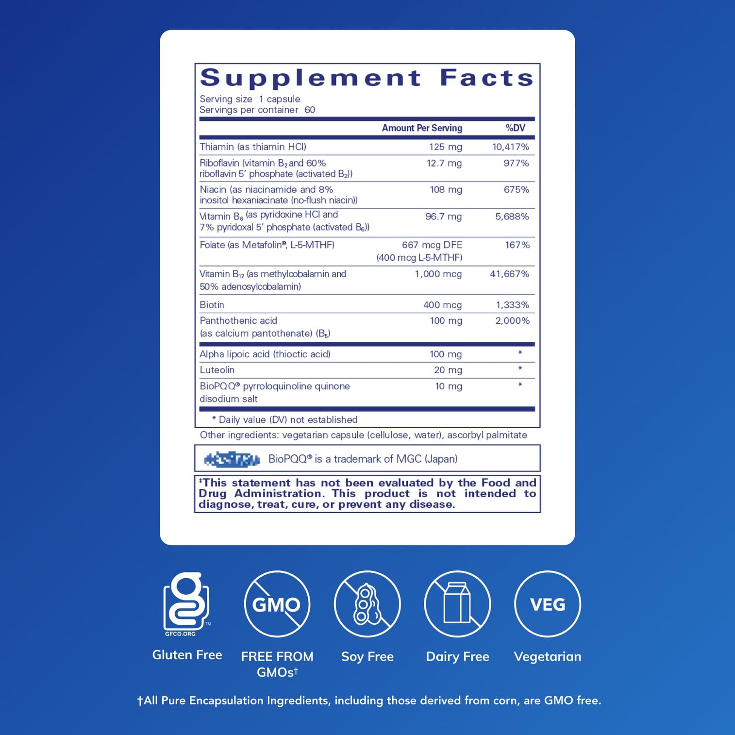 Pure Encapsulations Ultra B-Complex with PQQ, 60 Capsules — Amazon image 2