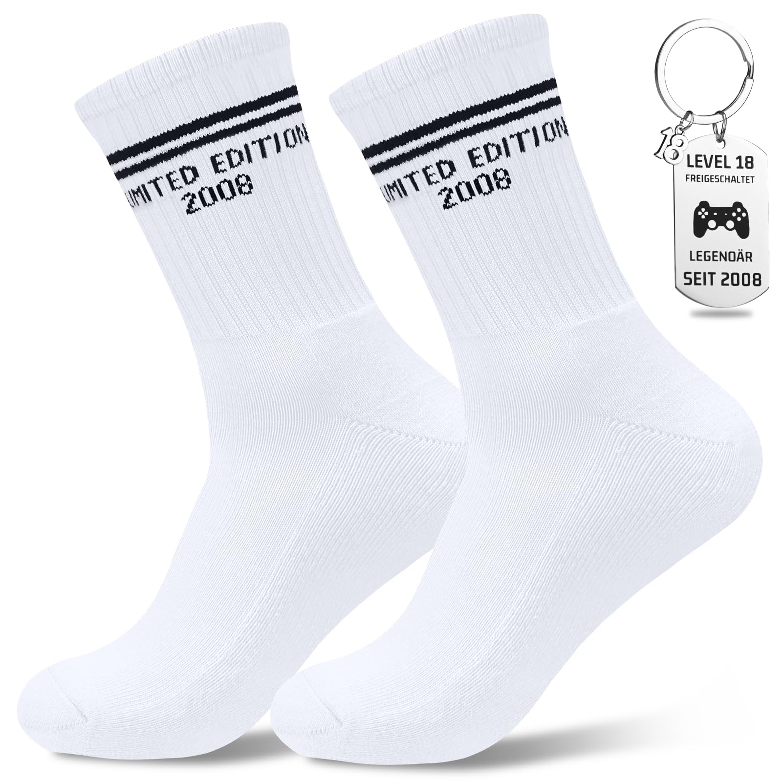 Smlper 16 18 30 40 50 Geburtstag Geschenke, Lustige Socken Geburtstagsgeschenk, Geburtstag Socken Und Schlüsselanhänger, Geschenk Baumwolle Tennissocken für Teenager Männer Frauen Frauen