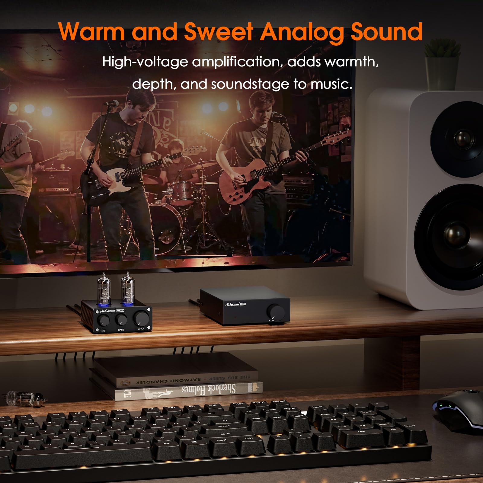 Nobsound Mini Lampowy Przedwzmacniacz HiFi: Stereofoniczny Przedwzmacniacz Audio Klasy A z Regulacją Basów i Wysokich Tonów do Domowych Wzmacniaczy, Aktywnych Głośników, Biurkowych Systemów Audio