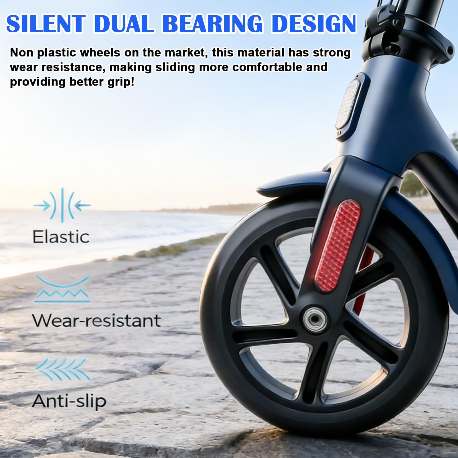 2 piezas de ruedas para patinete acrobático de 200 mm, ruedas de repuesto con eje de dos ruedas, ruedas de goma maciza de alta calidad, neumáticos para patinete, antideslizantes y resistentes a los