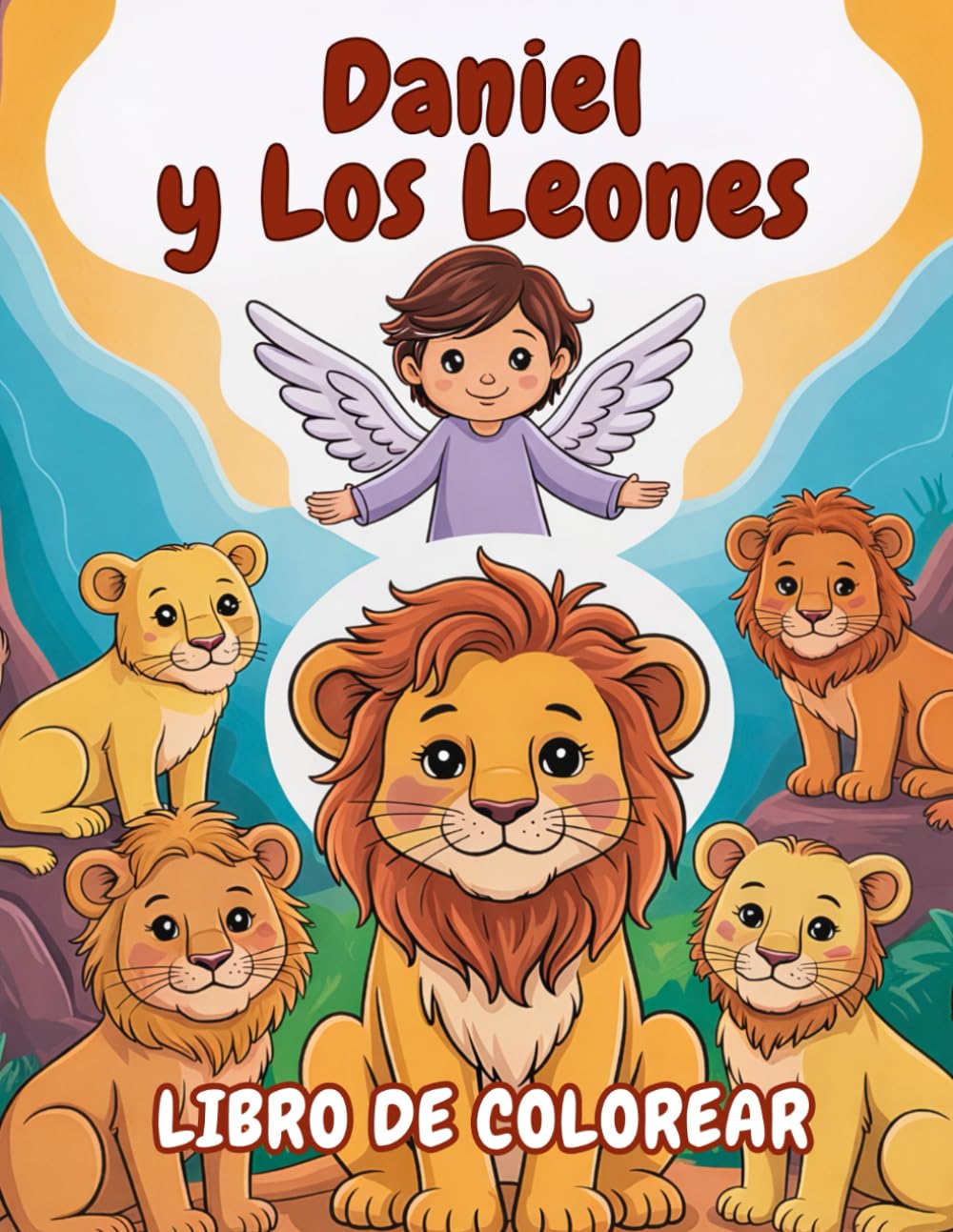 Daniel y los Leones: Libro de colorear para niños de 3 a 5 años. 48 imágenes religiosas grandes y sencillas para los más pequeños. Libro infantil educativo