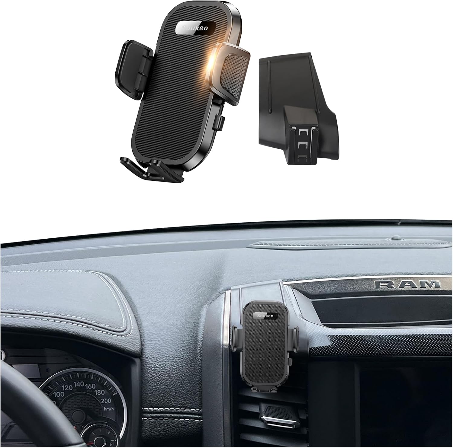 Upgraded Car Phone Holder Fits for Dodge RAM 1500 2500 3500 (5 and 8.4 inch Screen) 2019-2024 Auto Accessories,Cradles Adjustable Cell Phone Mount for 4-7 in Phones