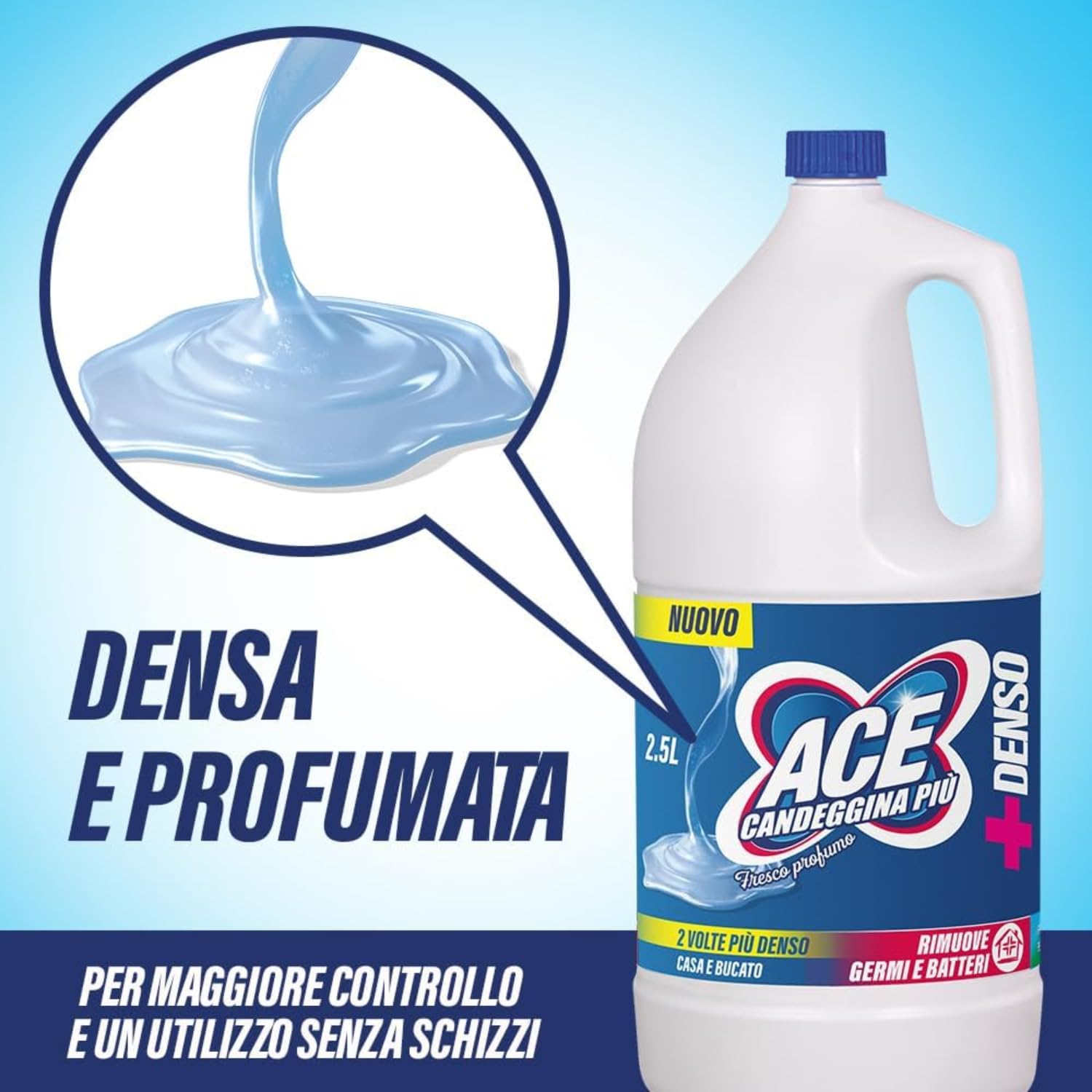 Candeggina Densa con Fresco Profumo 2,5L – Pulizia Profonda Multiuso kit con Spugna Brandizzata SPESA & RISPARMIO Inclusa – Variazioni 4/8/12 Pezzi (12)