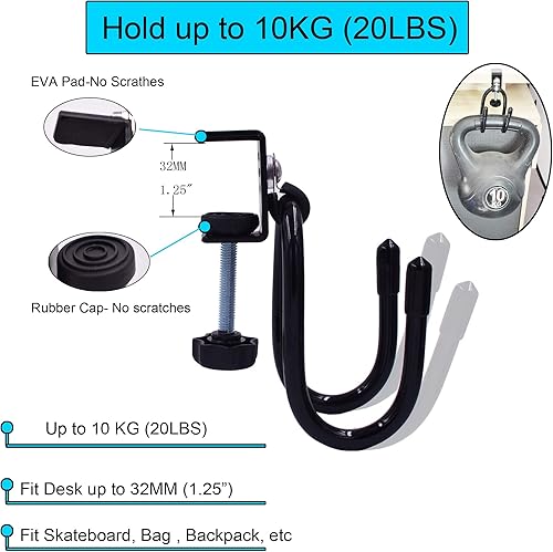Miniatura 3 de YYST Desk Store Soporte para patineta, gancho para patineta, soporte para patineta, soporte para mini crucero, proporciona un lugar conveniente para