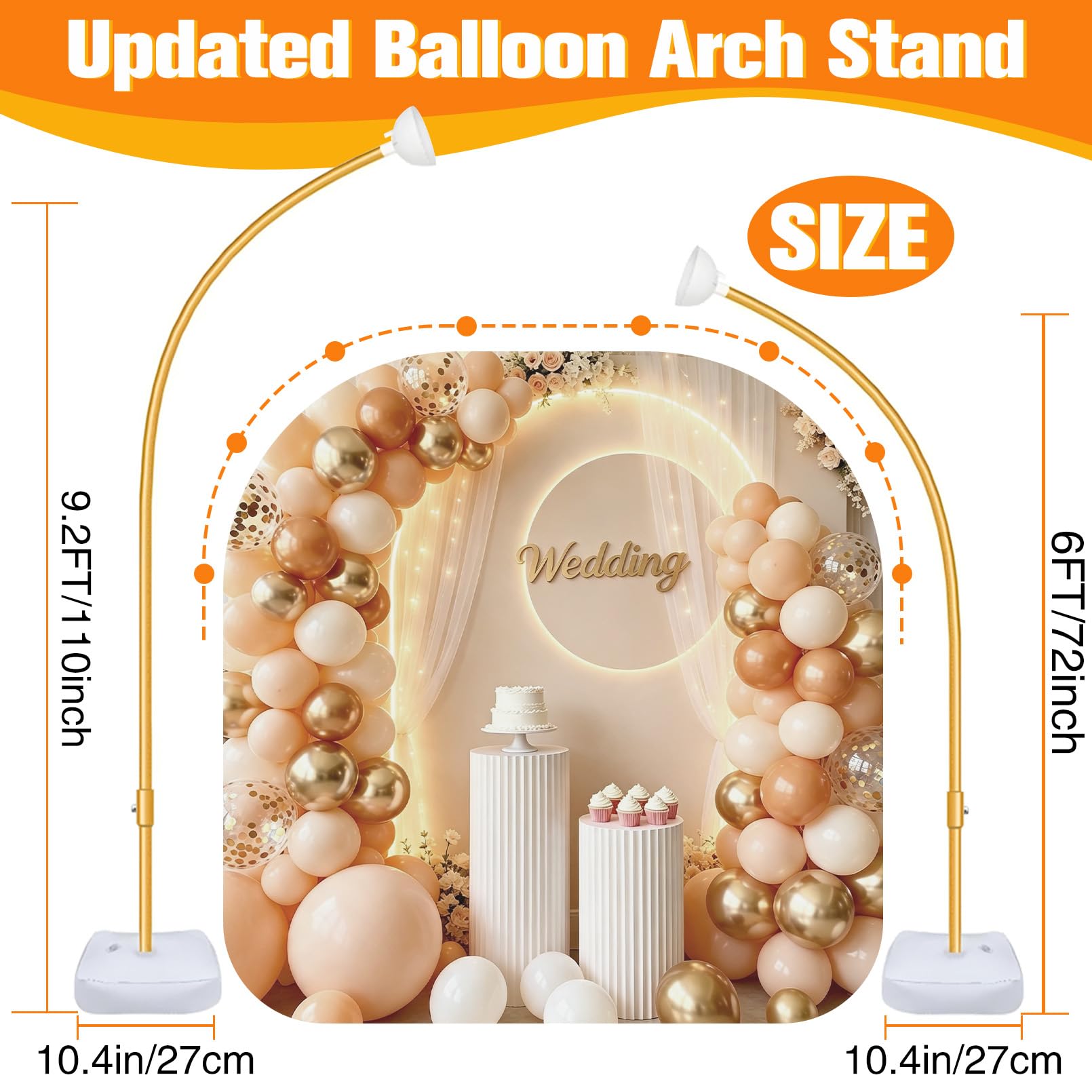 Kit per arco di palloncini per decorazione di nozze, 2,7 m e 1,8 m