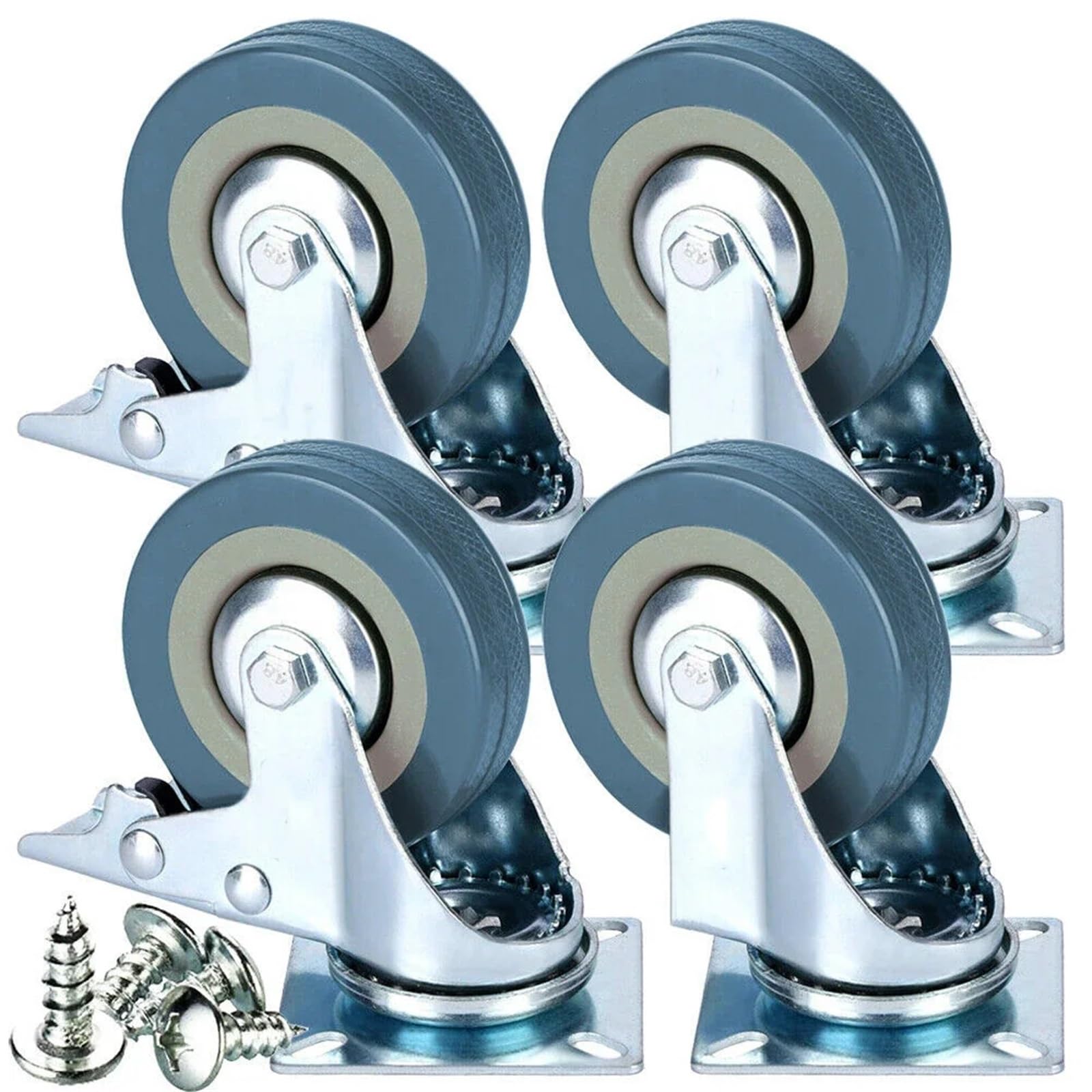 GBRJUYF 2 Inch Heavy Duty Lockable Castor Wheels - 4pcs Set, 50kg Load Capacity, Swivel Caster Wheels with Brakes for Furniture & Workbench