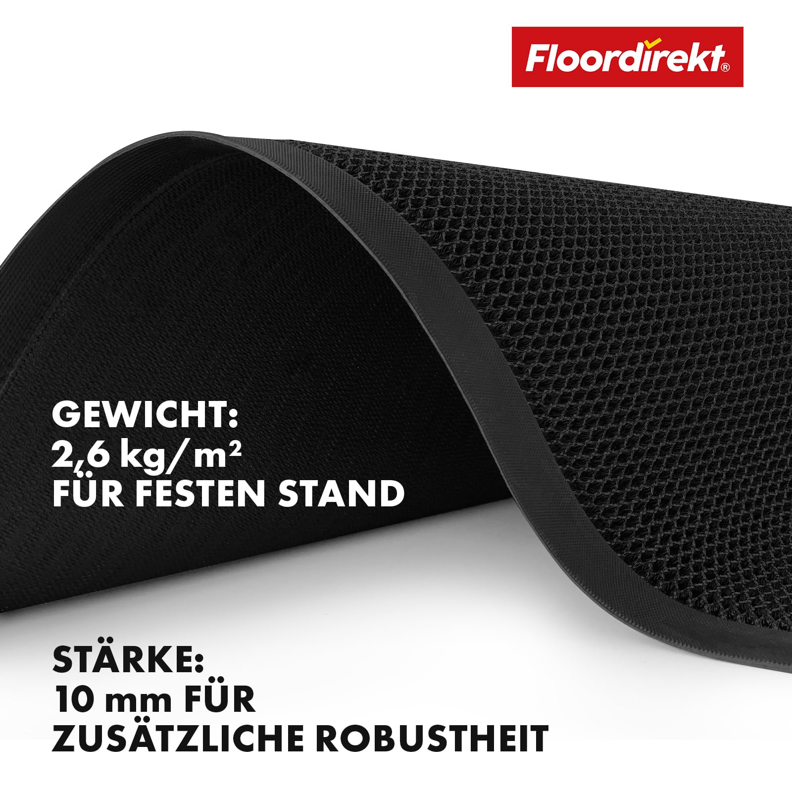 Floordirekt Zerbino Imperial 1000 con innovativa Rete 3D, Antiscivolo, per Ingresso, zerbino (Nero, 90 x 150 cm)