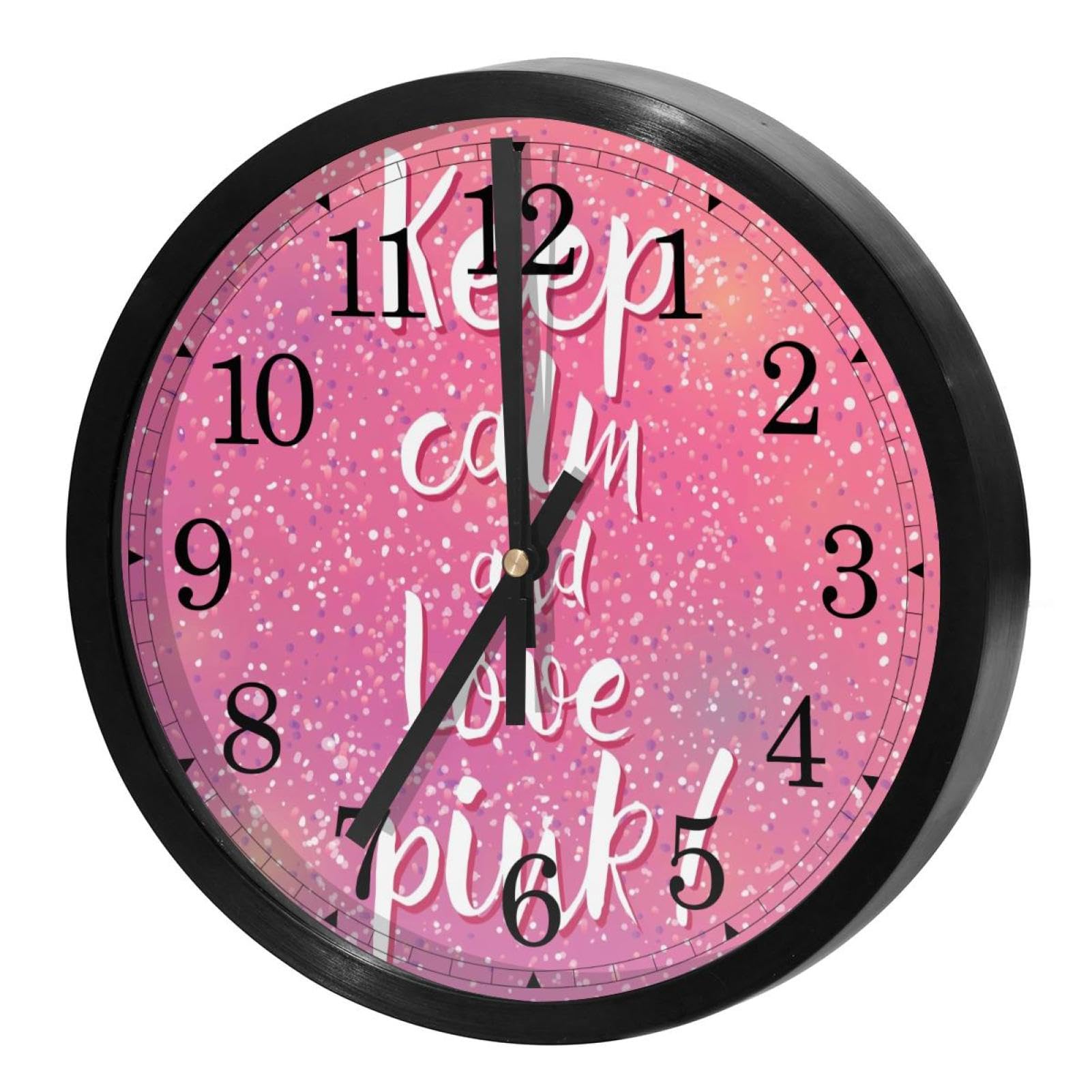 Horloge murale silencieuse rose pour cuisine et bureau sans tic-tac à quartz
