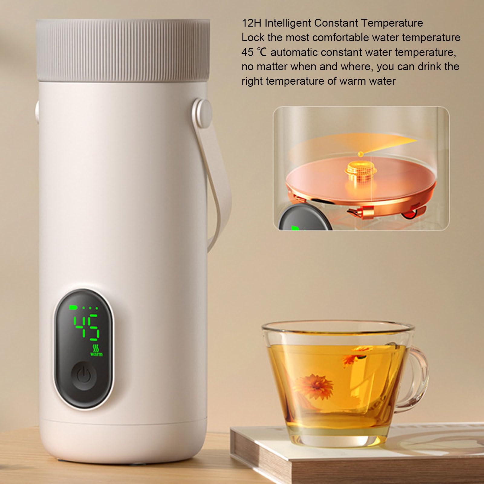 Cryfokt Bouilloire électrique de Voyage, Bouilloire électrique Portable sans Fil en Acier Inoxydable de 350 Ml, Chaudière à Eau Portable Alimentée par USB avec ébullition Rapide de 10 Minutes et