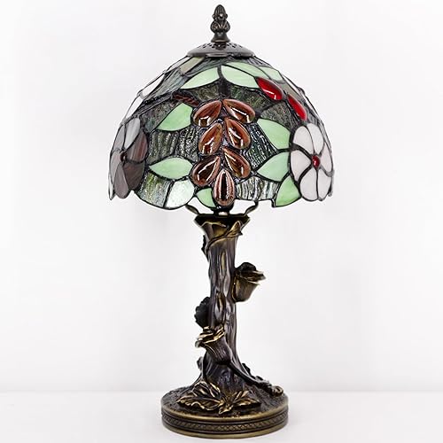 Miniatura 4 de Pequeña lámpara de mesa Tiffany Lámpara de vitral, estilo uva marrón, luz de mesita de noche, mini lámpara de memoria de escritorio de acento, 8 x
