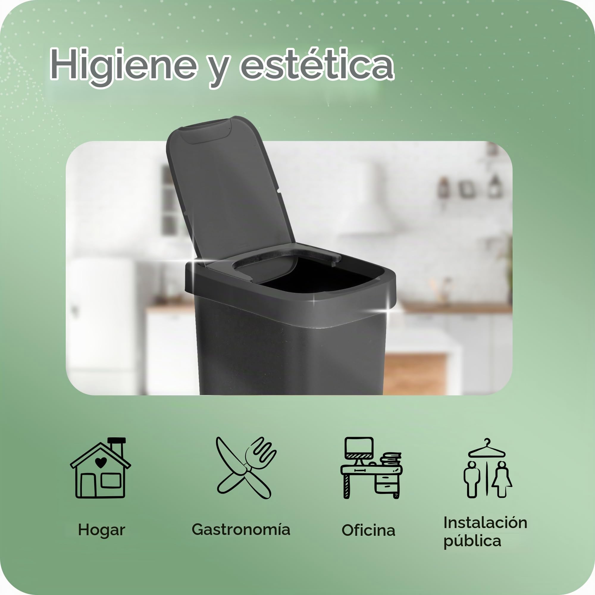 Novaliv 2 cubos de basura de 50 l con tapa 2 en 1, tapa abatible y tapa basculante, elegante y antiolor para cocina, hogar, oficina, cubo de basura, cubo de basura de plástico