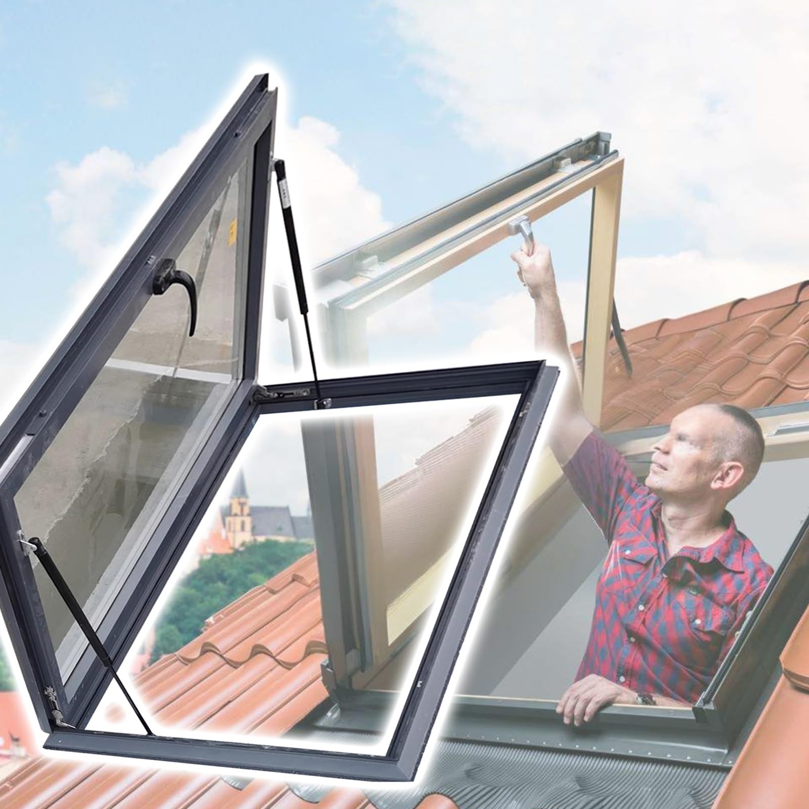 Ventana de techo con vidrio templado de doble capa para techos inclinados y planos