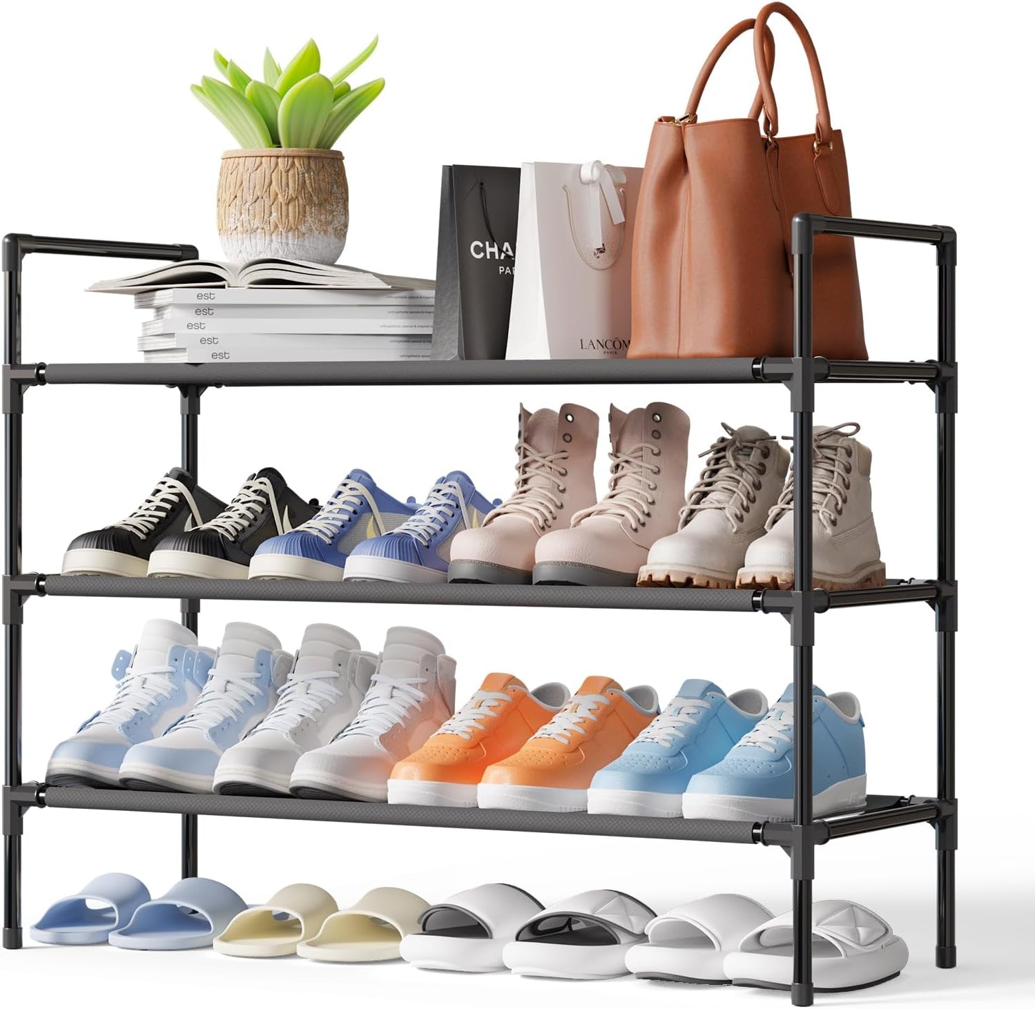 VacplusSpace-Saving Shoe Rack with Durable Metal Frame and Large Capacity, Perfect for Organizing Entryways, Closets, and Bedrooms