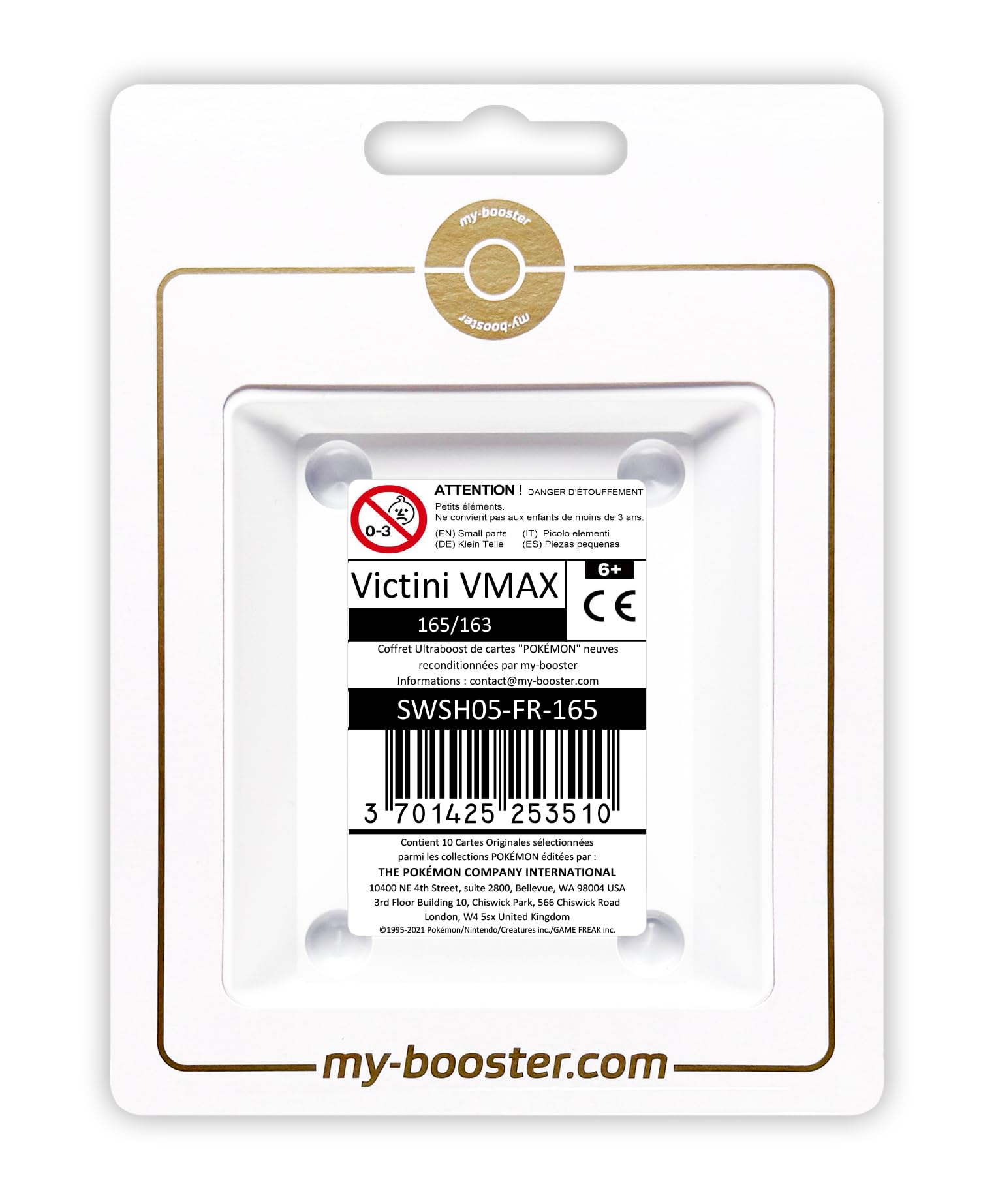 Victini VMAX 165/163 Arcoíris Secreta - Ultraboost X Epée et Bouclier 5 Styles de Combat - Box de 10 cartas Pokémon Francés