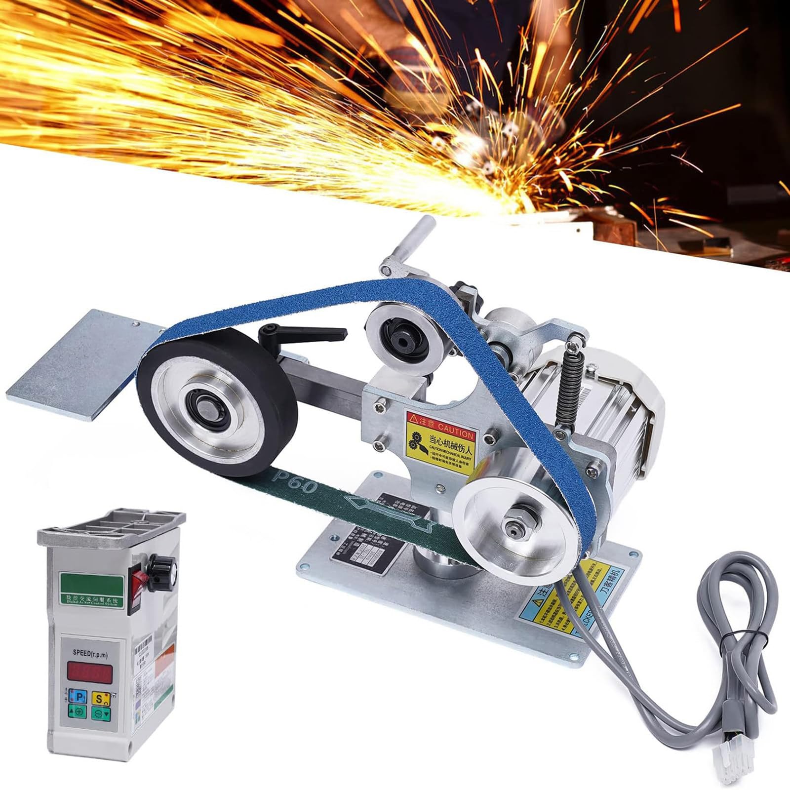 Eoweiot 550w Belt Sander With Brushless Motor,Electric Bench Grinder, Vertical Horizontal Polisher, Forward And Reverse Rotation