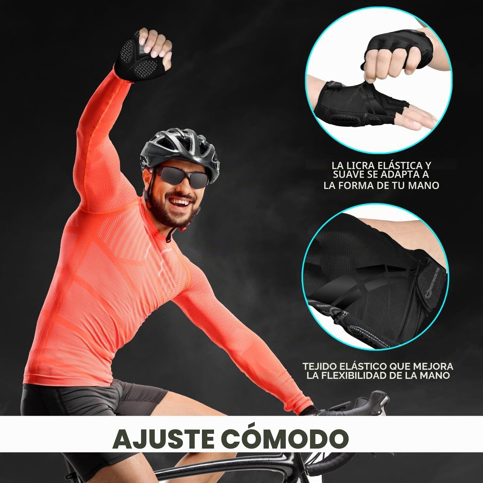 WESTWOOD FOX Guantes de Ciclismo Unisex con Acolchado de Gel Antideslizante Transpirables