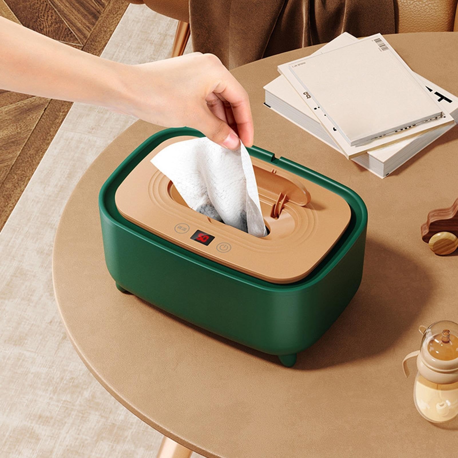Chauffe-Lingettes Bébé,Dispensateur De Lingettes Pour Couches Bébé Enfant En Bas Âge | Recharge USB, Accessoire Bébé Portable Avec Lumière Pour Voyage Maison Chambre Nursery