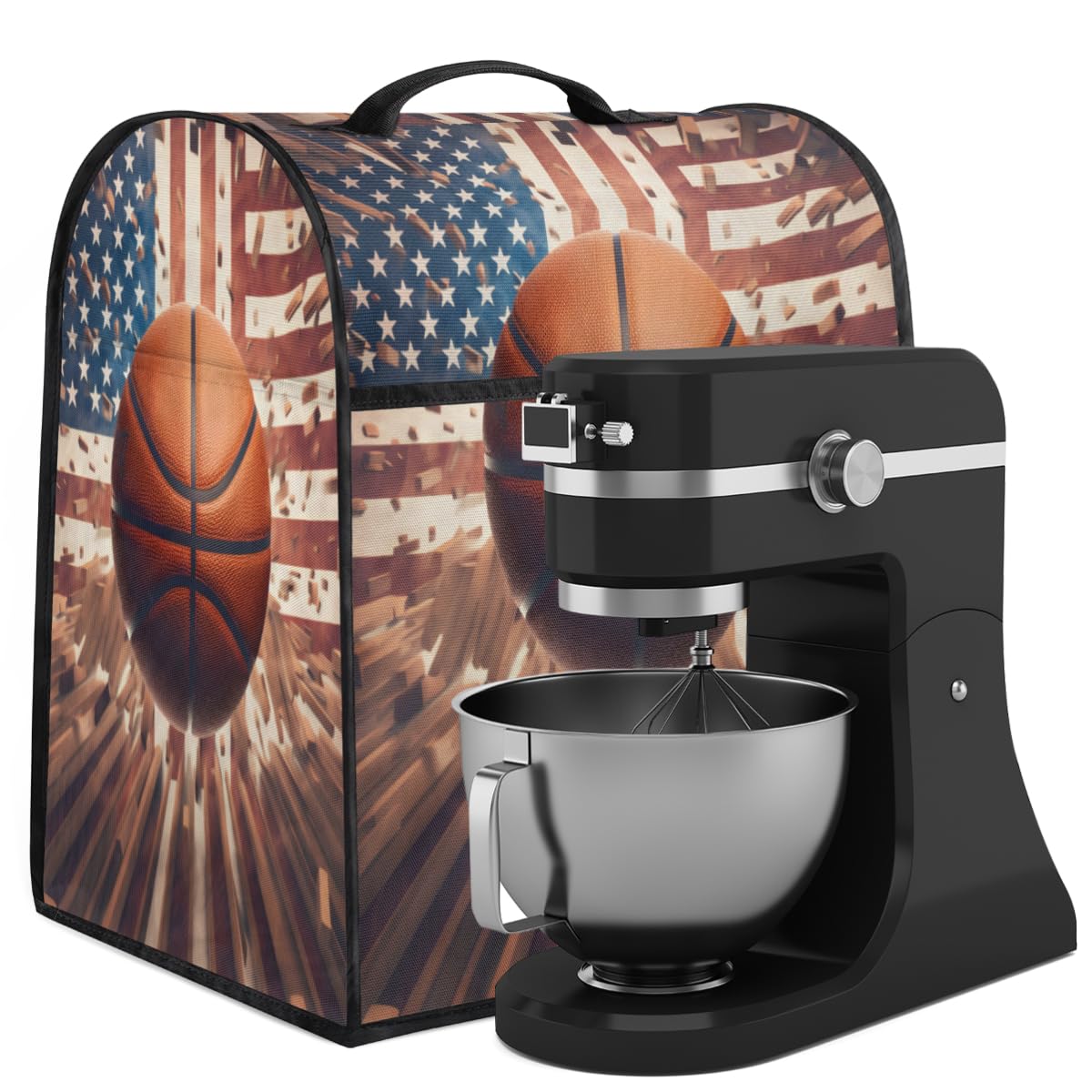 Coffee Maker Cover Basketball American Flag Pattern Kitchen Appliance Covers Small Appliance Covers Blender Cover Juicer Cover Dust Covers for Kitchen Appliances with Top Handle and Pockets,C689