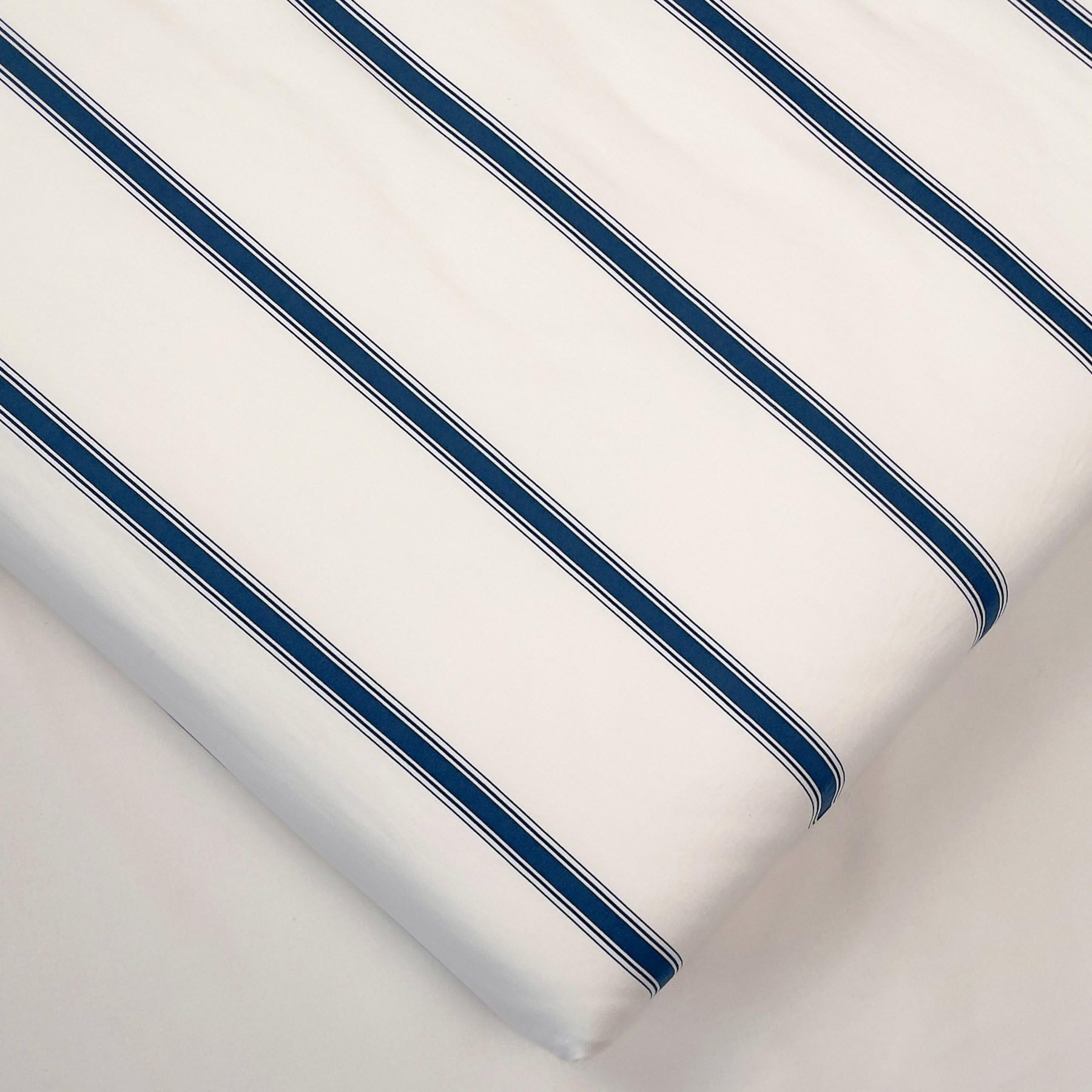 Kadolis - Sábana Bajera Adulto 160x200 cm Baïa Algodón Ecológico Rayas - 100% Algodón Ecológico Gots - Funda de colchón de 30 cm de Grosor - Estampado de Rayas - Ropa de Cama Made in Portugal