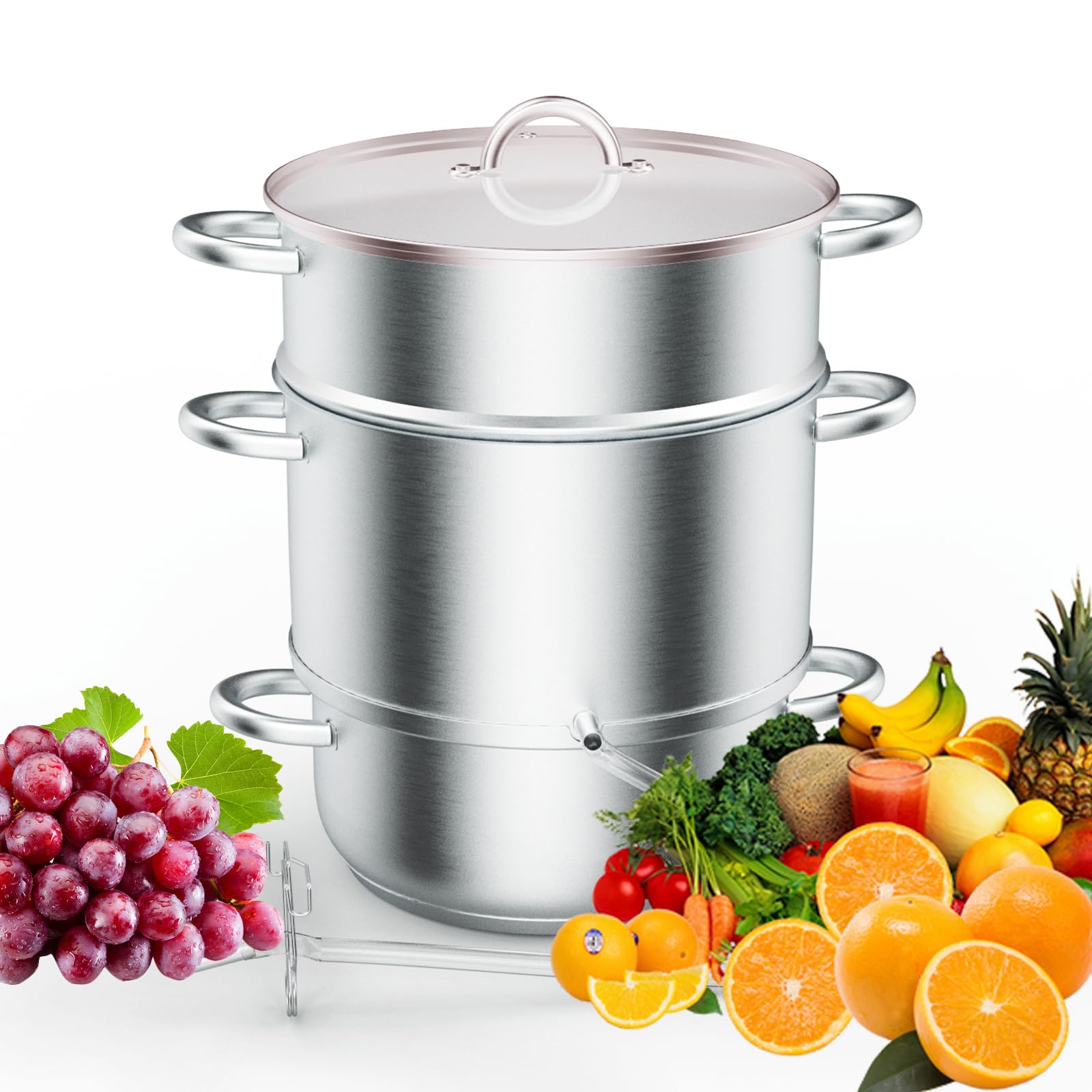 ROVSUN 15 L Dampfentsafter aus Edelstahl, Entsafter für Obst und Gemüse, Saftpresse für alle Herdarten geeignet auch Induktion Ø 27cm
