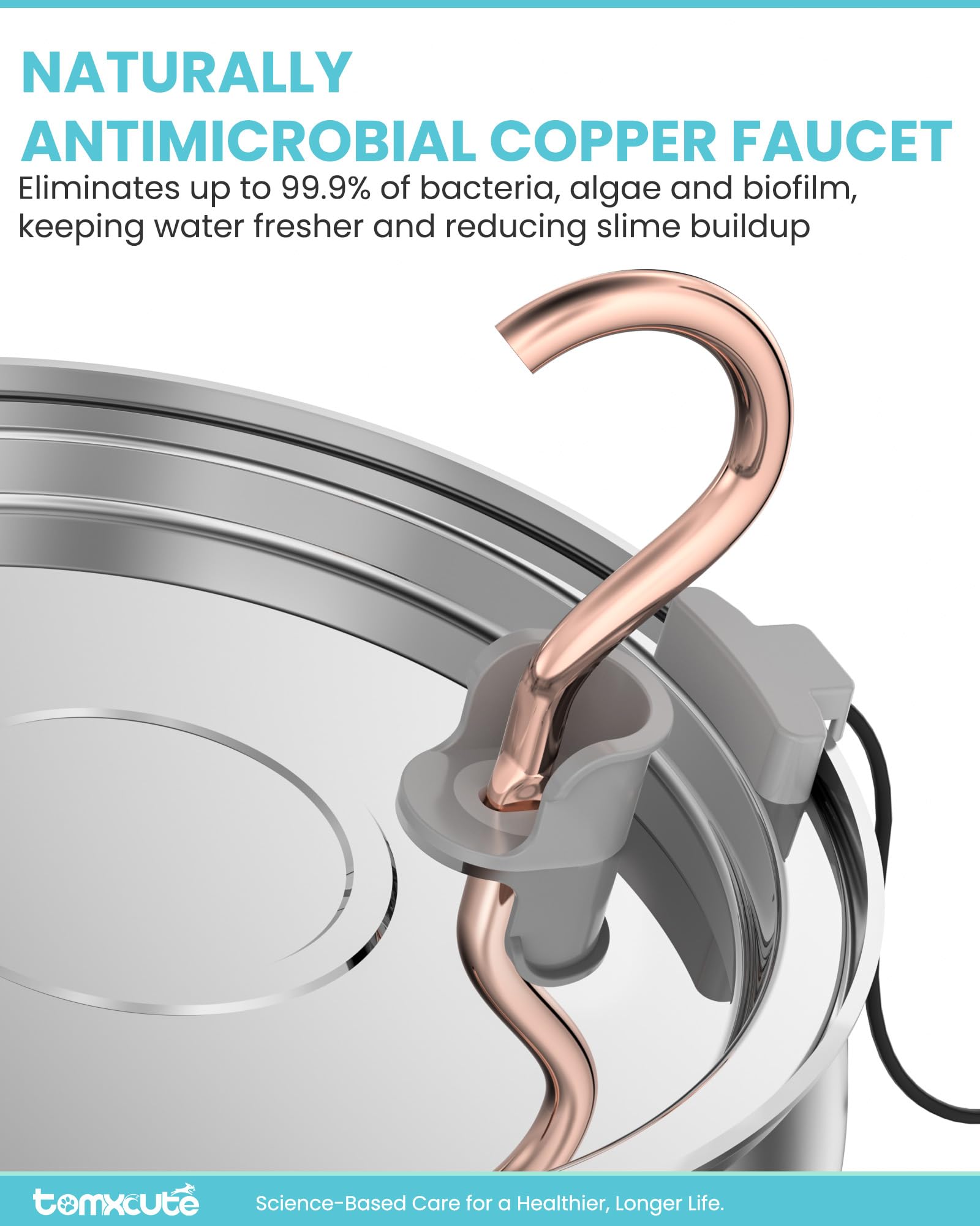 Tomxcute Fontana per gatti in acciaio inox, 4,0 l, design a collo di cigno, fontana per gatti e interni, con 3 filtri di ricambio
