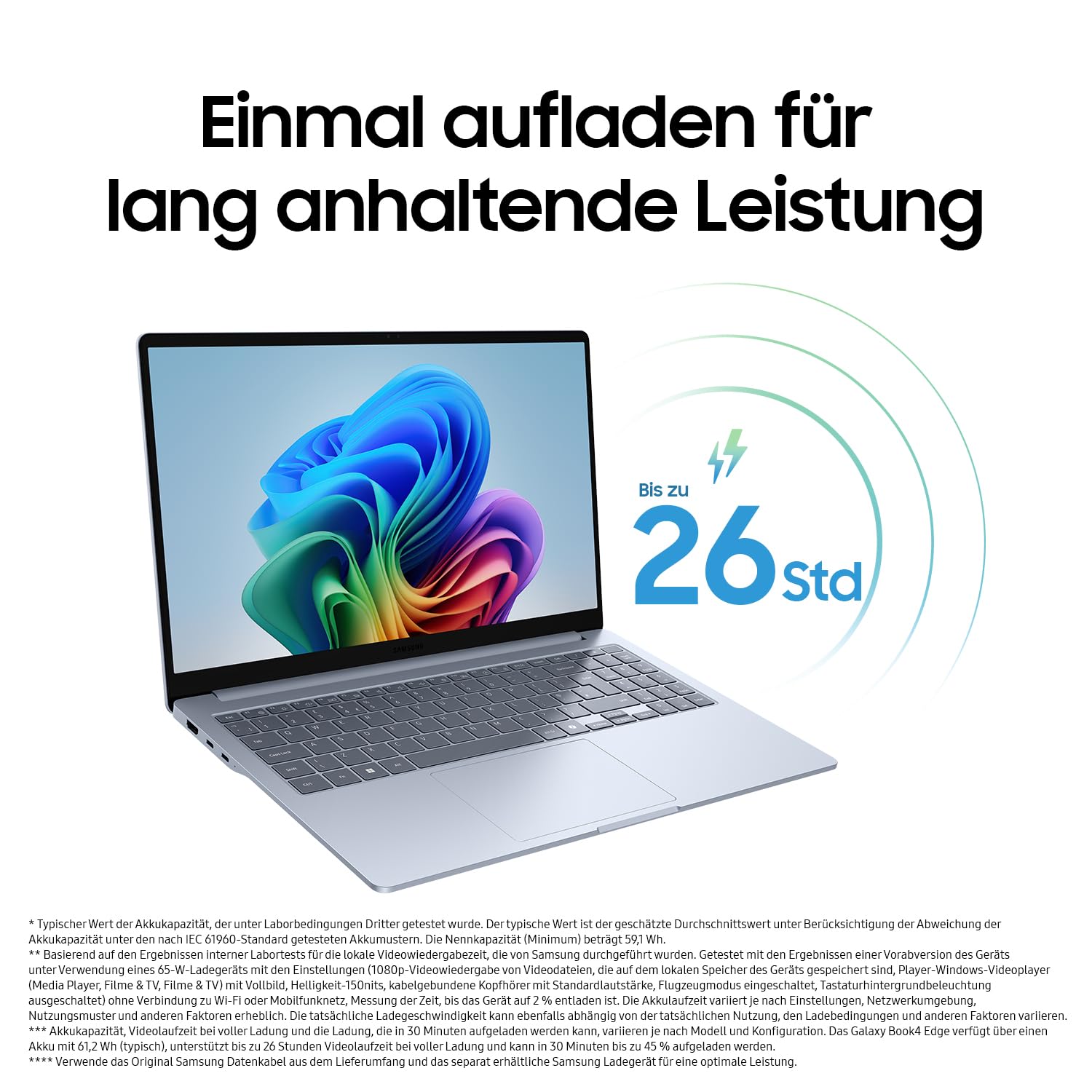 Samsung Galaxy Book4 Edge AI-Laptop, 15,6 Zoll, 16GB RAM, Snapdragon X Plus, 512GB, Copilot+ PC, Sapphire Blue