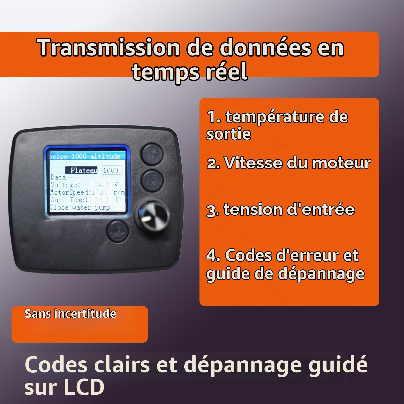Chauffage auxiliaire Diesel 24 V 7 KW - Chauffage à Eau et à air avec écran LCD - pour Camping-Car, Eau Chaude et préchauffage du Moteur - Chauffage auxiliaire - Thermostat Automatique