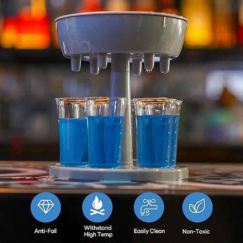 Miniatura 3 de Dispensador de bebidas para 6 vasos de chupito, dispensador de líquidos ajustable, vertedor de chupitos con 6 vasos acrílicos coloridos, adecuado