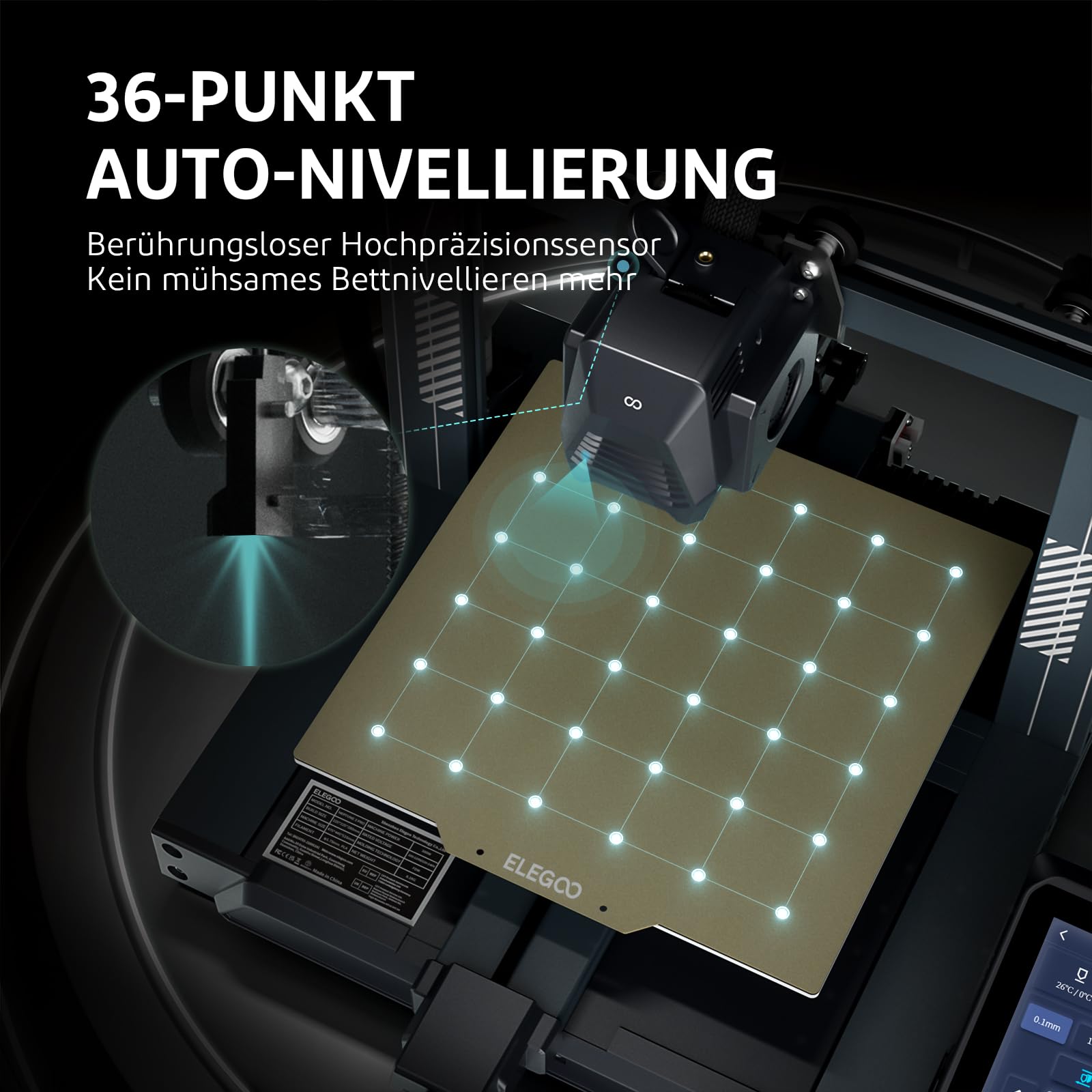 ELEGOO Neptune 3 Pro FDM drukarka 3D z automatycznym poziomowaniem łóżka, wytłaczarka bezpośrednia Dual-Gear, napęd podwójnego wrzeciona pociągowego, zdejmowany ekran pojemnościowy, 225 x 225 x 280 mm