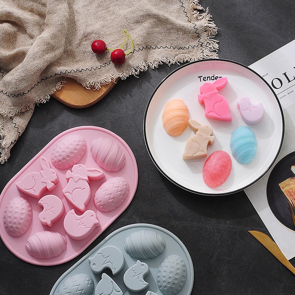 2 Stampini Silicone Per Pasqua - Forme Uova, Conigli, Anatre Per Cioccolato, Ghiaccio, Dolci - Foto 4