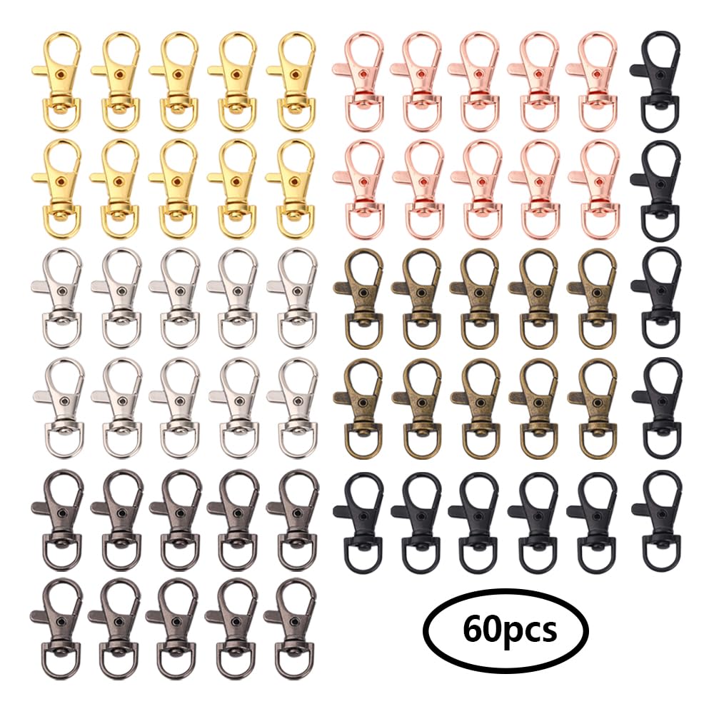 Mousquetons Pivotants En Métal – Lot De 20 – 10 Couleurs Assorties – Pour Clés, Sacs, Bricolage