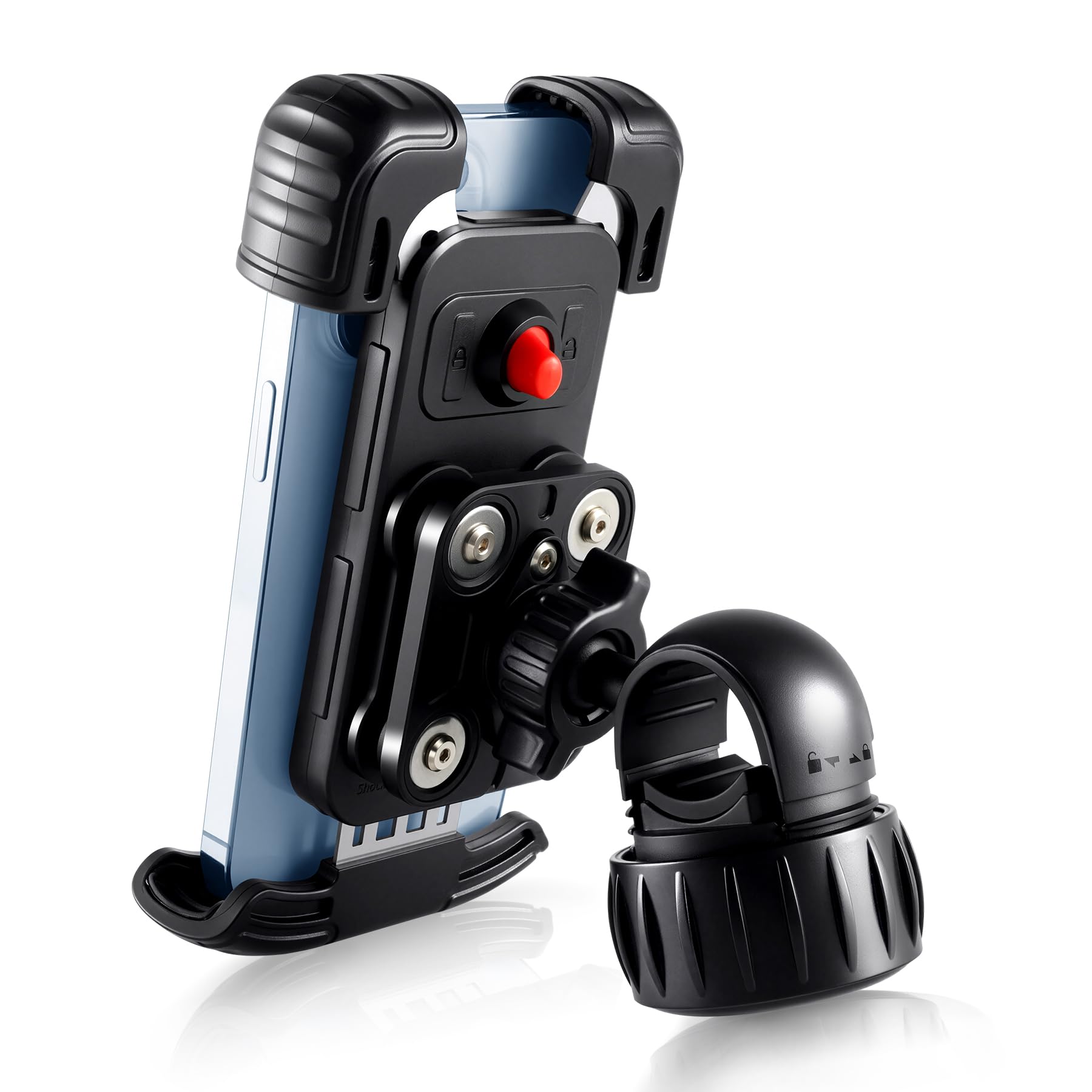 JUSTTOP Motorcycle Phone Mount Holder with Vibration Dampener and Upgraded Handlebar Clamp,Bike&Bicycle Phone Mount Holder,for iPhone 16 15 14 13 Pro