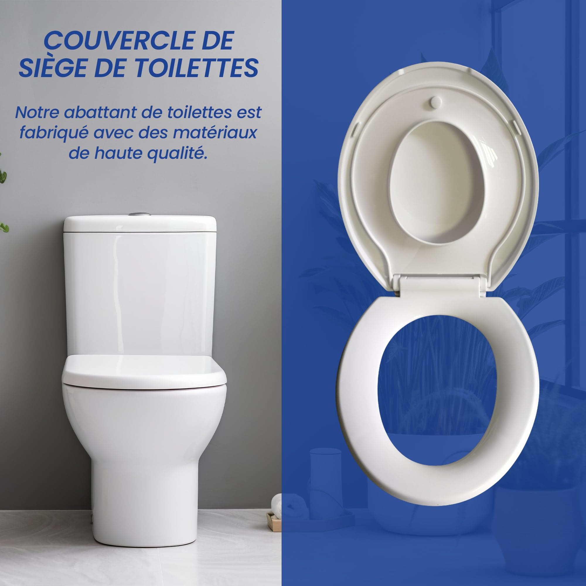 Abattant WC Familial avec Réducteur Enfant Intégré, Lunette de Toilette Forme O avec Siège Magnétique, Cuvette Toilette Adulte et Enfant 2-en-1, Charnière Réglable Démontage Rapide Blanc