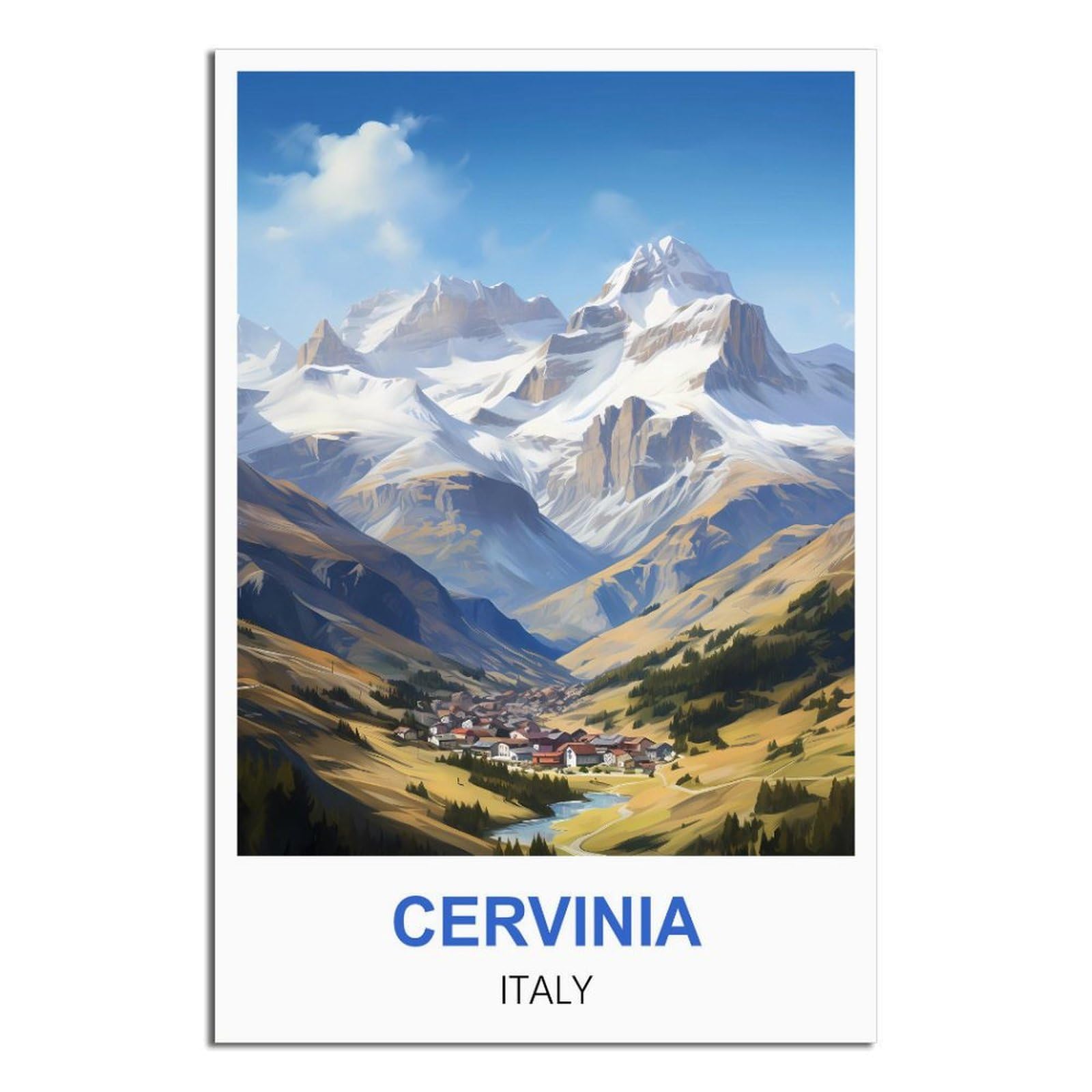 HYBFQXELL Cervinia Italy Vintage Travel Poster 12x18inch(30x45cm) Canvas Art Posters And Wall Art Pictures Prints Modern Family Bedroom Decor Posters