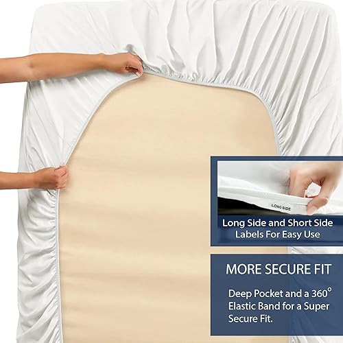 Miniatura 6 de Delara Juego de sábanas 100% tencel de eucalipto Lyocell Tencel, juego matrimonial de 4 piezas, enfriamiento natural, súper suave, sedoso, absorbe