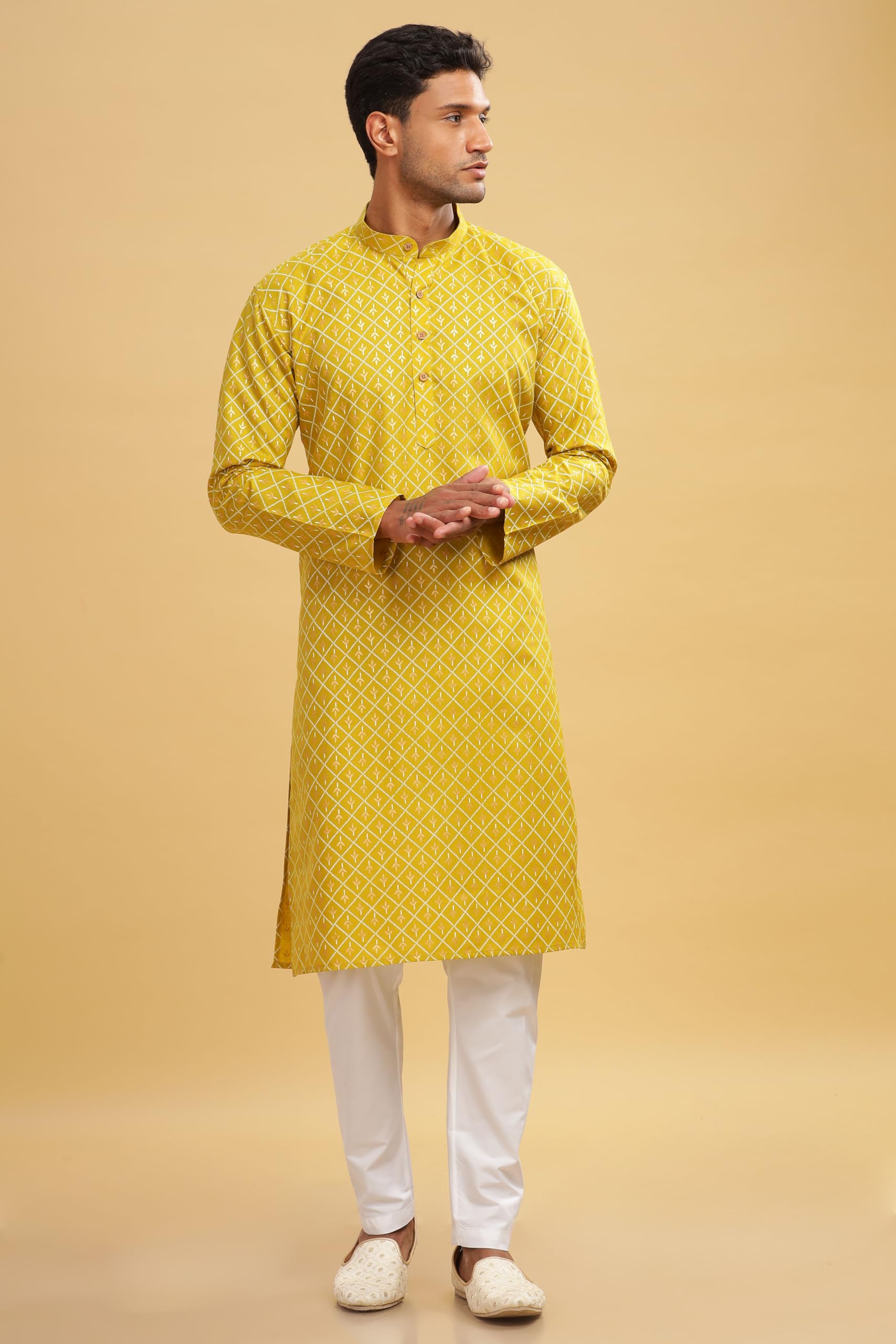 BE ACTIVE Men's Cotton Regular Fit Kurta (C-399-2_Green-1 - Image 4 thumbnail