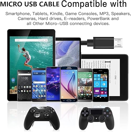 Miniatura 5 de Cargador de pared micro USB de 5 V 2 A para tableta Android, adaptador de cargador de pared con 2 cables micro USB de 6 pies compatible con Galaxy