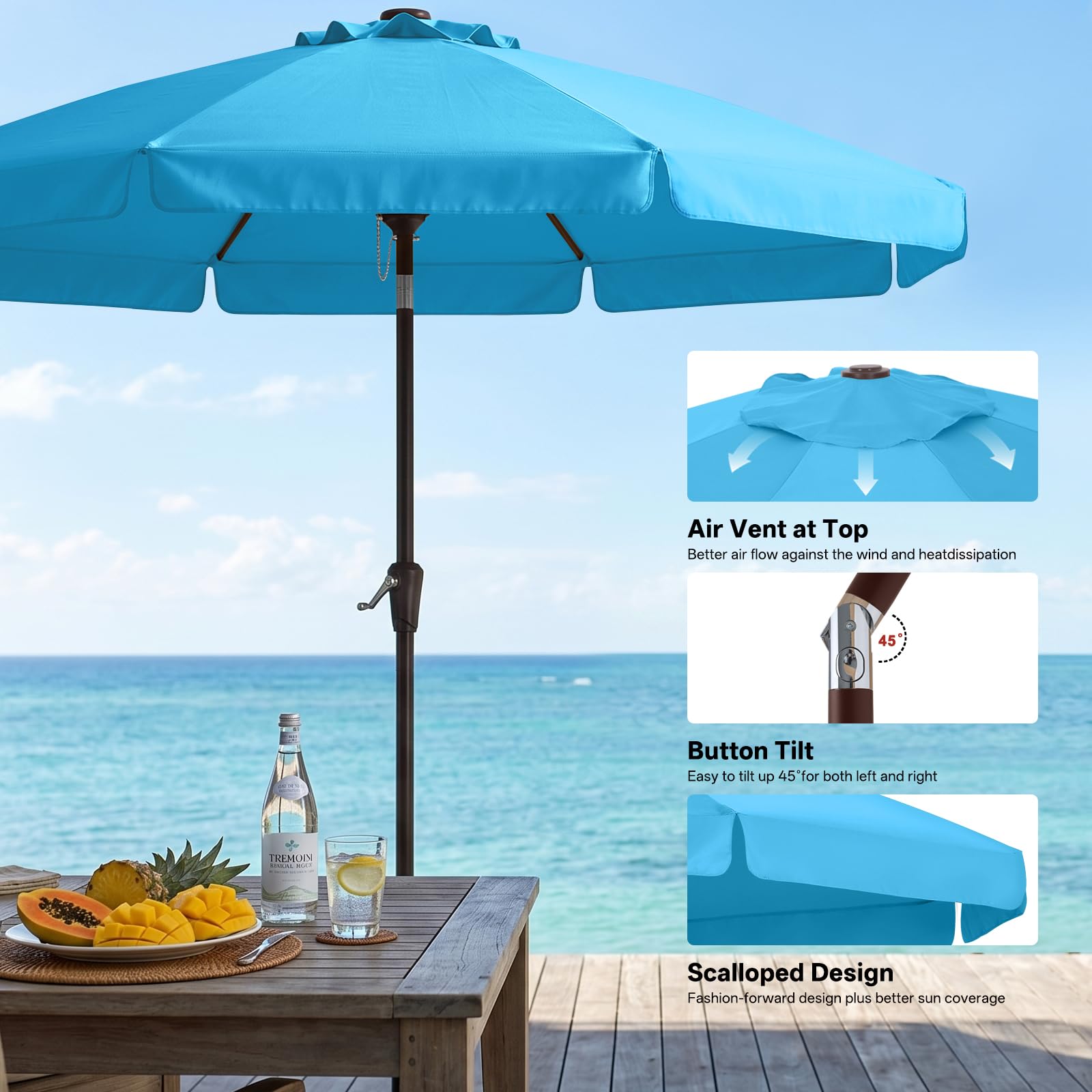 aqua teal umbrella patio ABCCANOPY 11FT Scalloped Table Market Umbrella, Turquoise NFL 2048 2048 Majorcraft Table Umbrellas Package:10