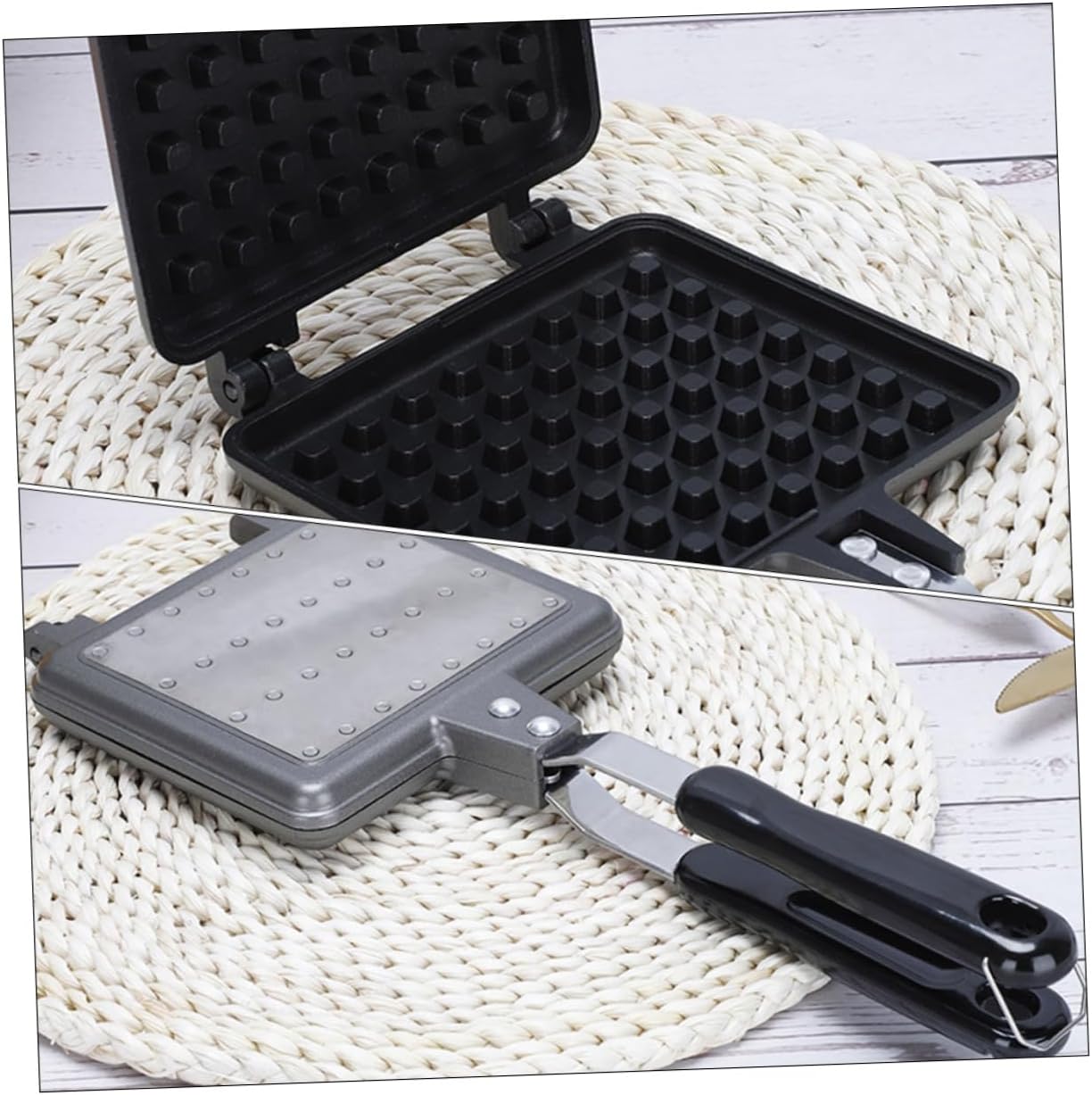 Aluminium Alloy Non Stick Waffle Maker Versatile Kitchen Bakeware for Delicious Waffles and Pancakes Easy to Clean Baking Tool for Home Use Compatible with Electric Open Flame